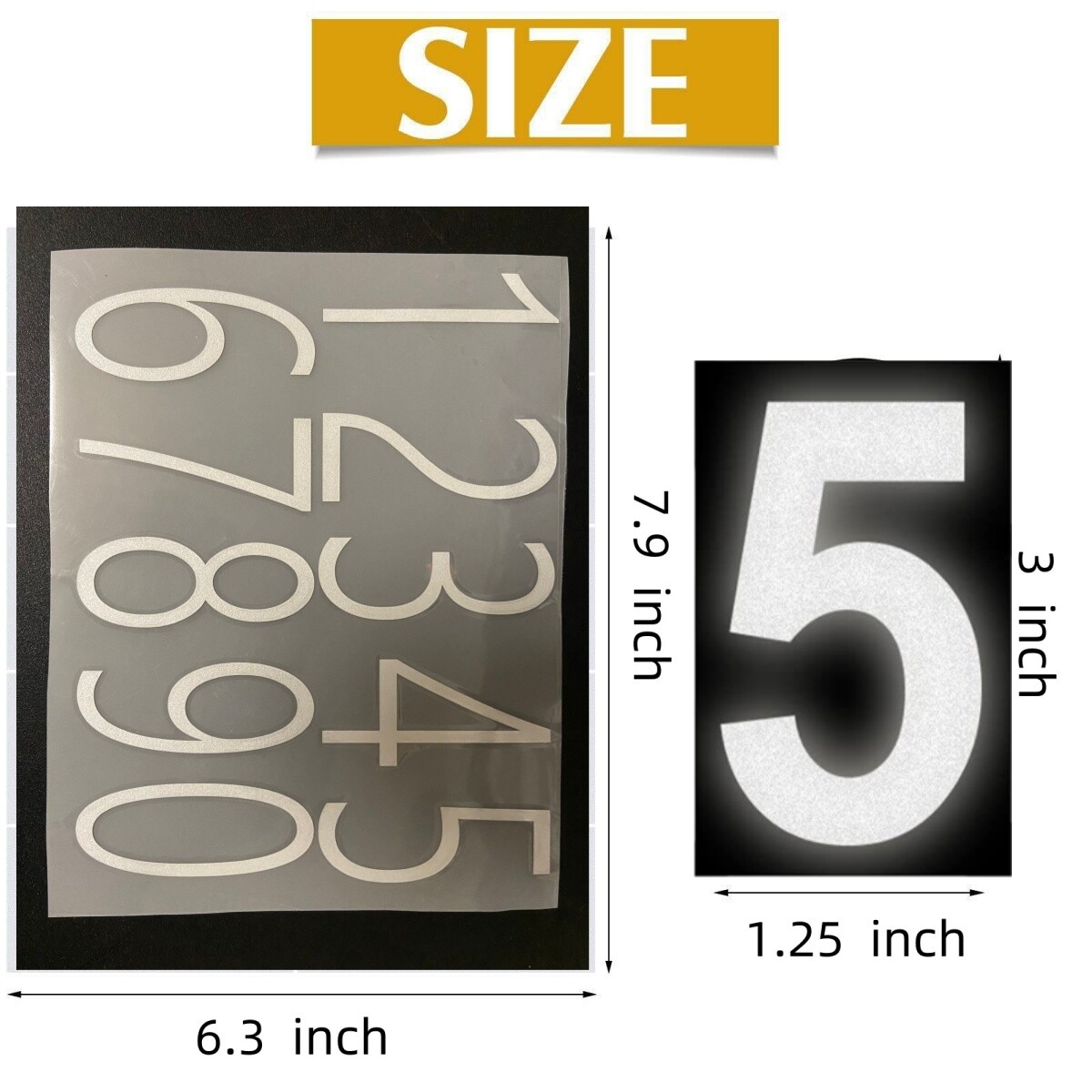 Reflective Custom Mailbox Numbers Vinyl Decals Stickers Waterproof 4 inch 3 inch