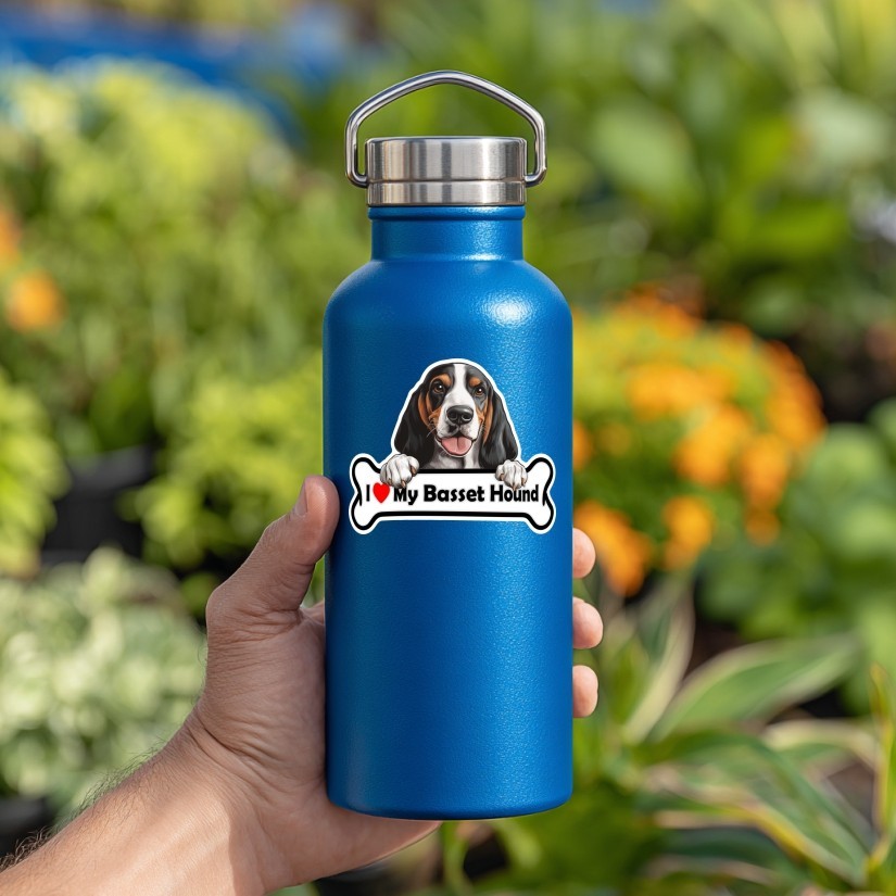 I Love My Basset Hound, Dog, Pet, Sticker, Peel N' Stick, Different Sizes