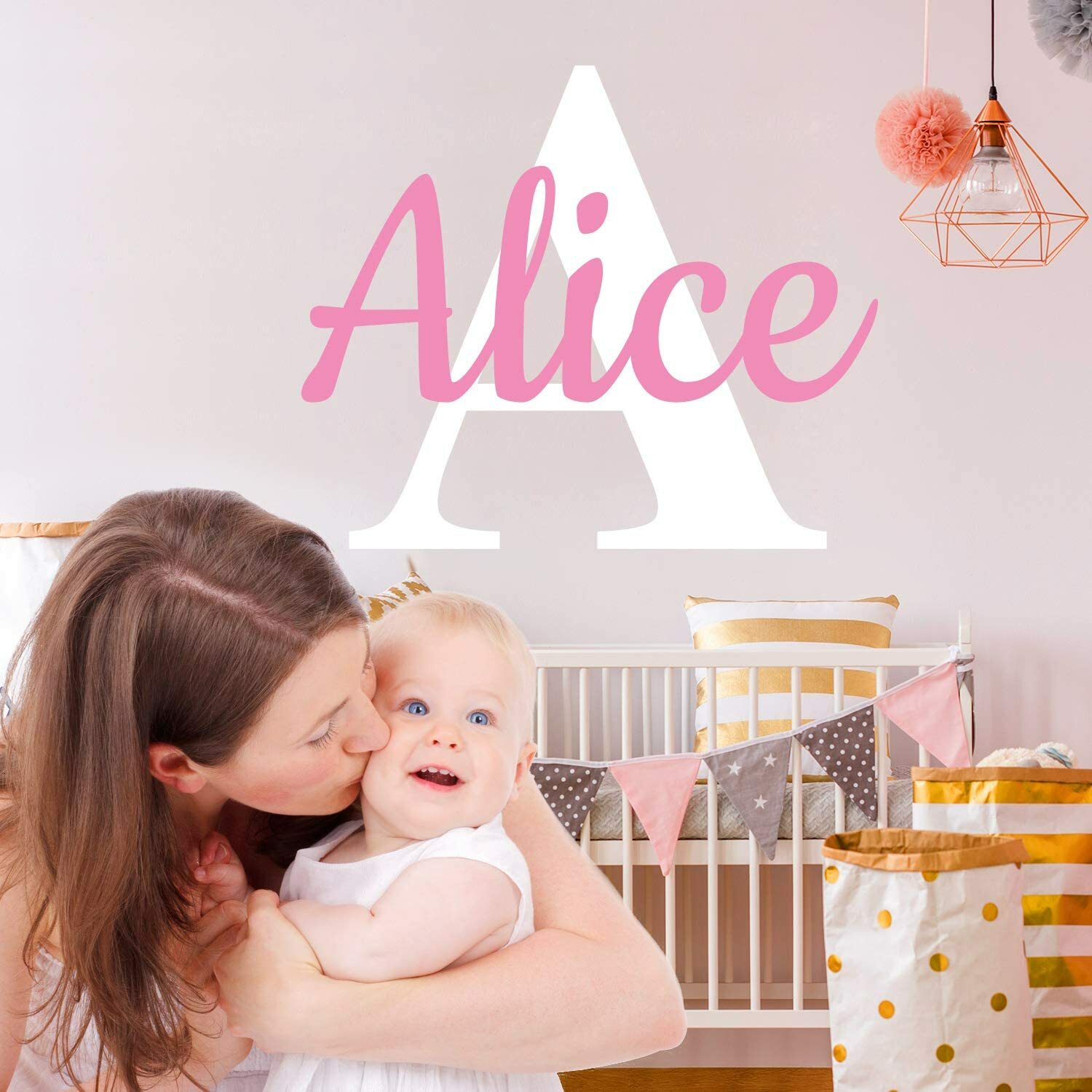 Custom Name & Initial Baby Boy or Girl Unisex – Wall Decal Nursery Decoration