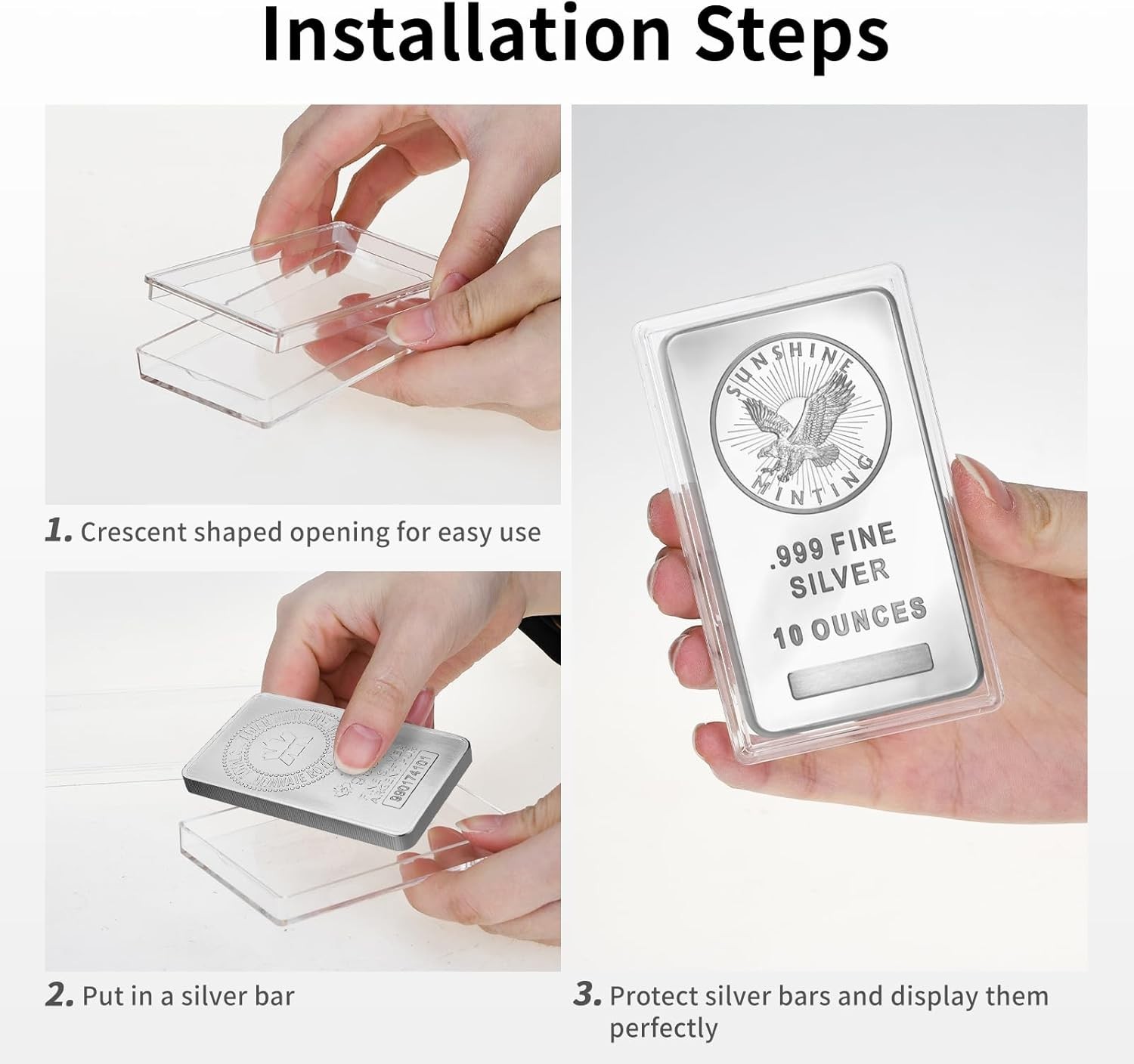 10Oz Silver Bar Holder – 5Pcs Capsule Storage Container for 10 Ounce Bars