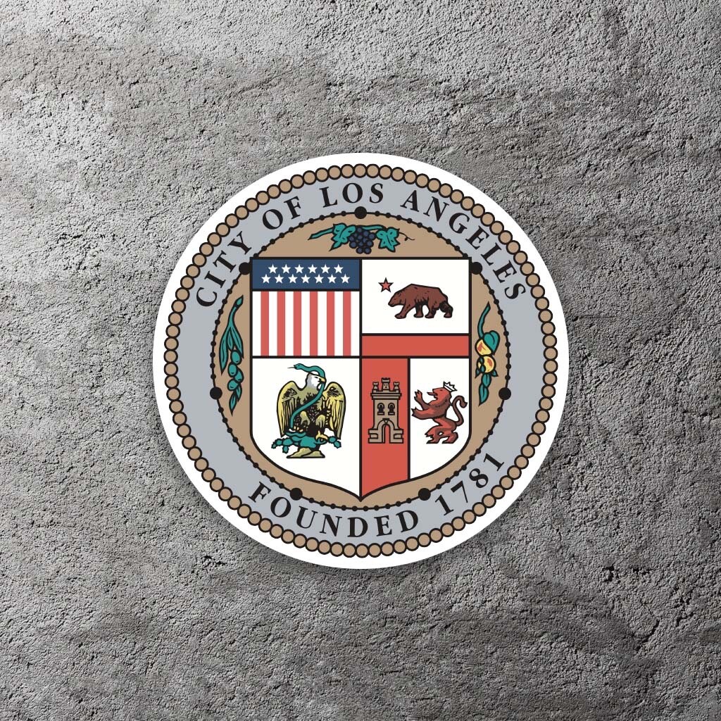 Los Angeles Seal Vinyl Sticker 3.5 in Wide Includes Two Stickers