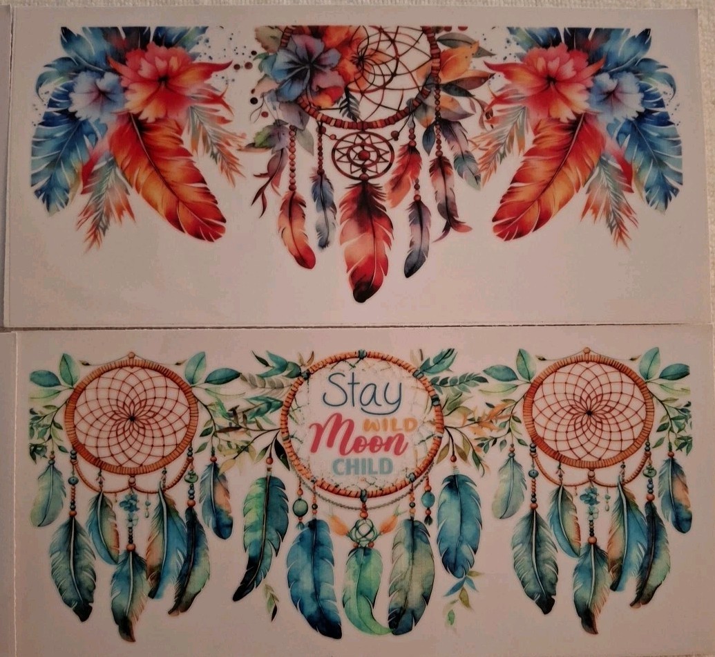 UV DTF Dream Catcher Theme Cup Wraps Transfer Stickers Set 4 Decals 4 X 9 Inch