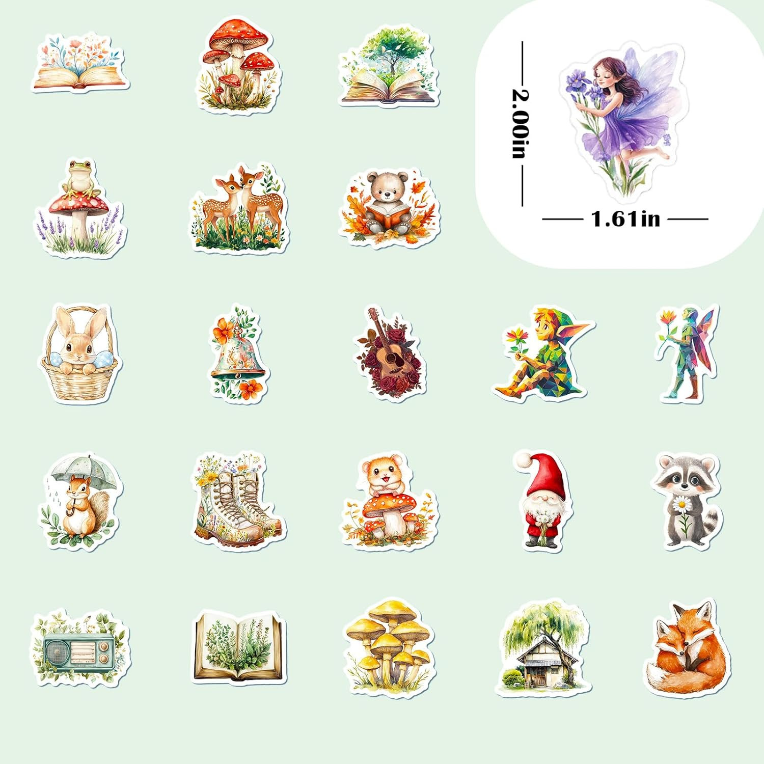 50 Pcs Nature Fairy Stickers – Waterproof Vinyl Whimsical Forest Fantasy