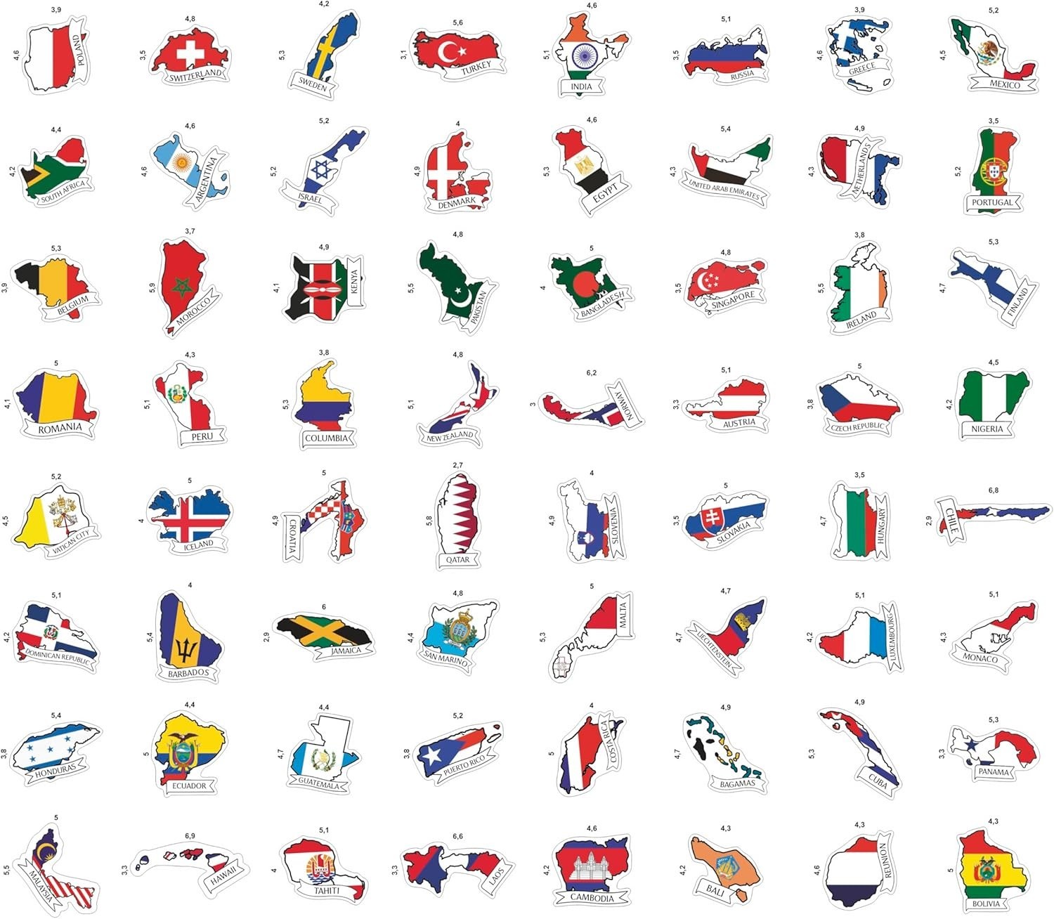 Small Country Flag Stickers for Luggage – World Flags Stickers for Water Bott…