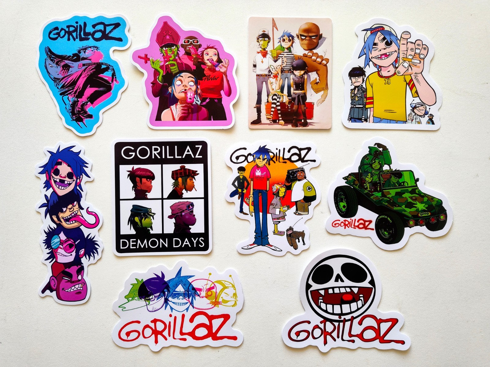 Gorillaz Inspired Vinyl Sticker Lot (10 Stickers) hip-hop indie pop edm rock