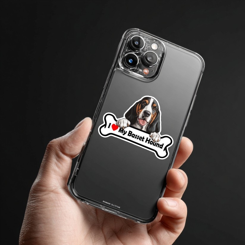 I Love My Basset Hound, Dog, Pet, Sticker, Peel N' Stick, Different Sizes