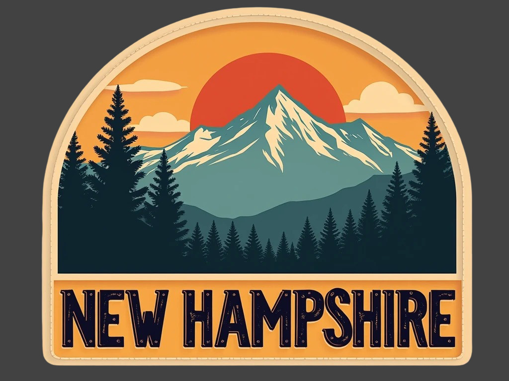 New Hampshire Sticker Vinyl Decal Mountains Forest Sunset Scenic Nature Vintage