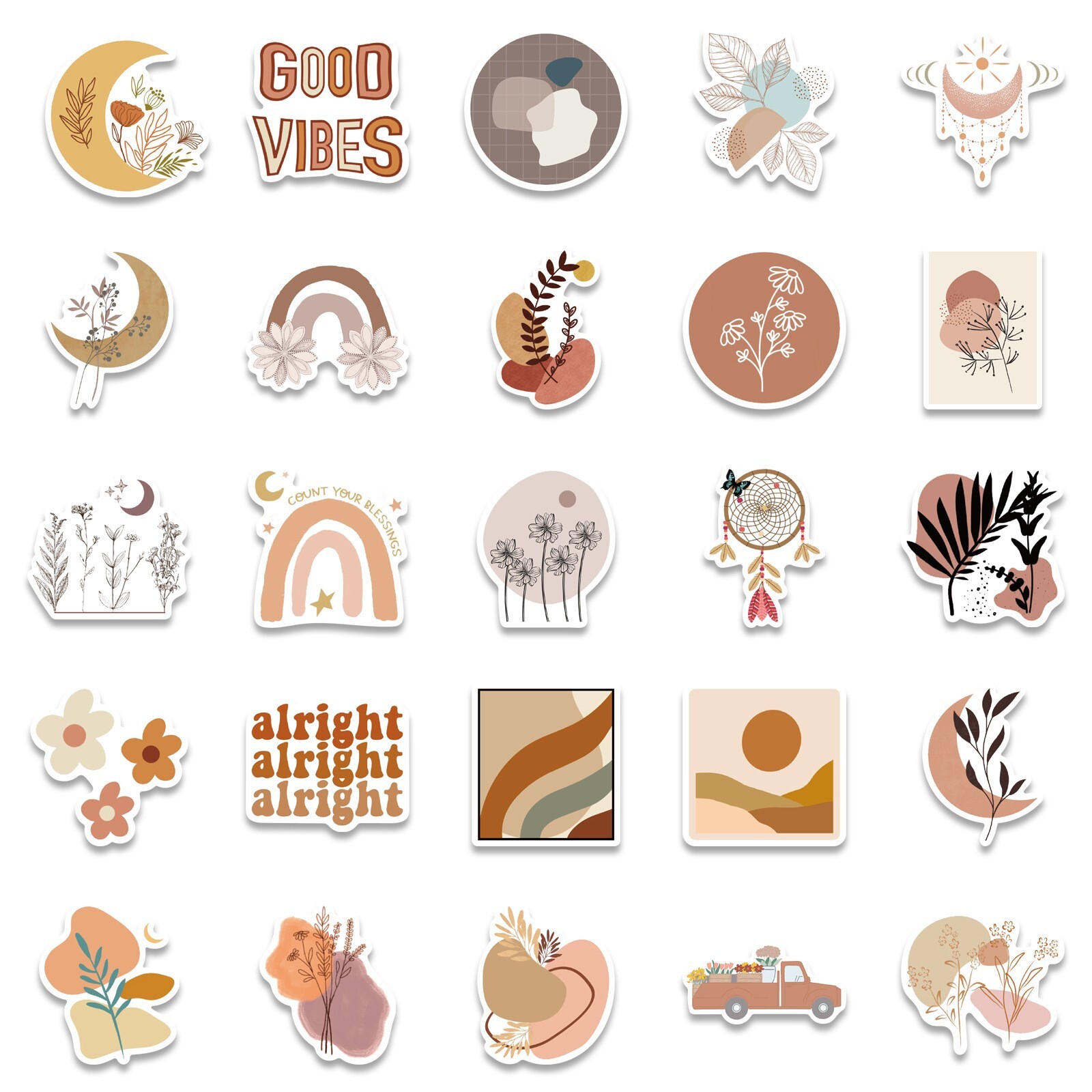50PC Cottagecore Stickers, Bohemian Retro Boho Aesthetic stickers,214