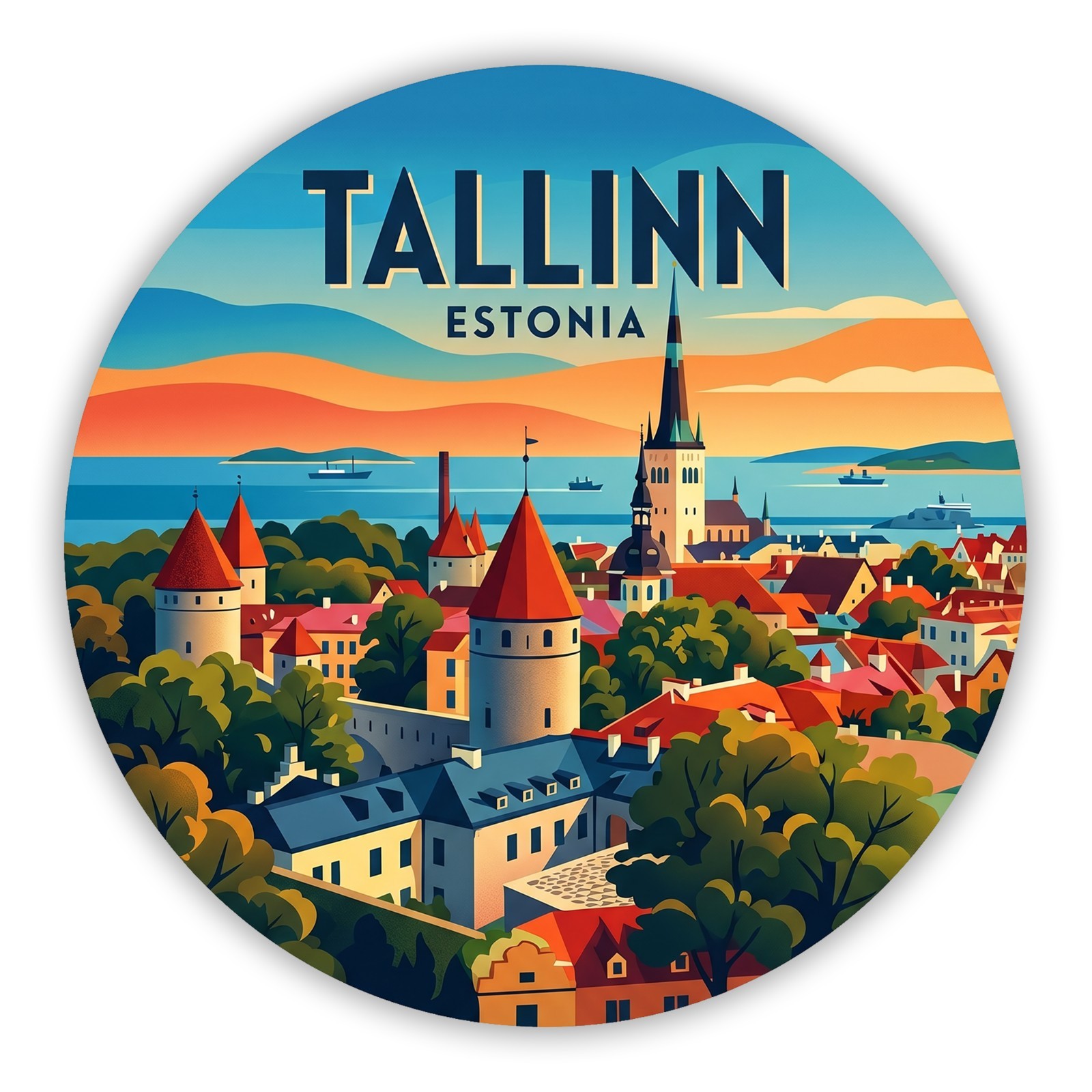 Tallinn Estonia Vintage Travel Sticker Die Cut Waterproof Decal Vinyl Laptop