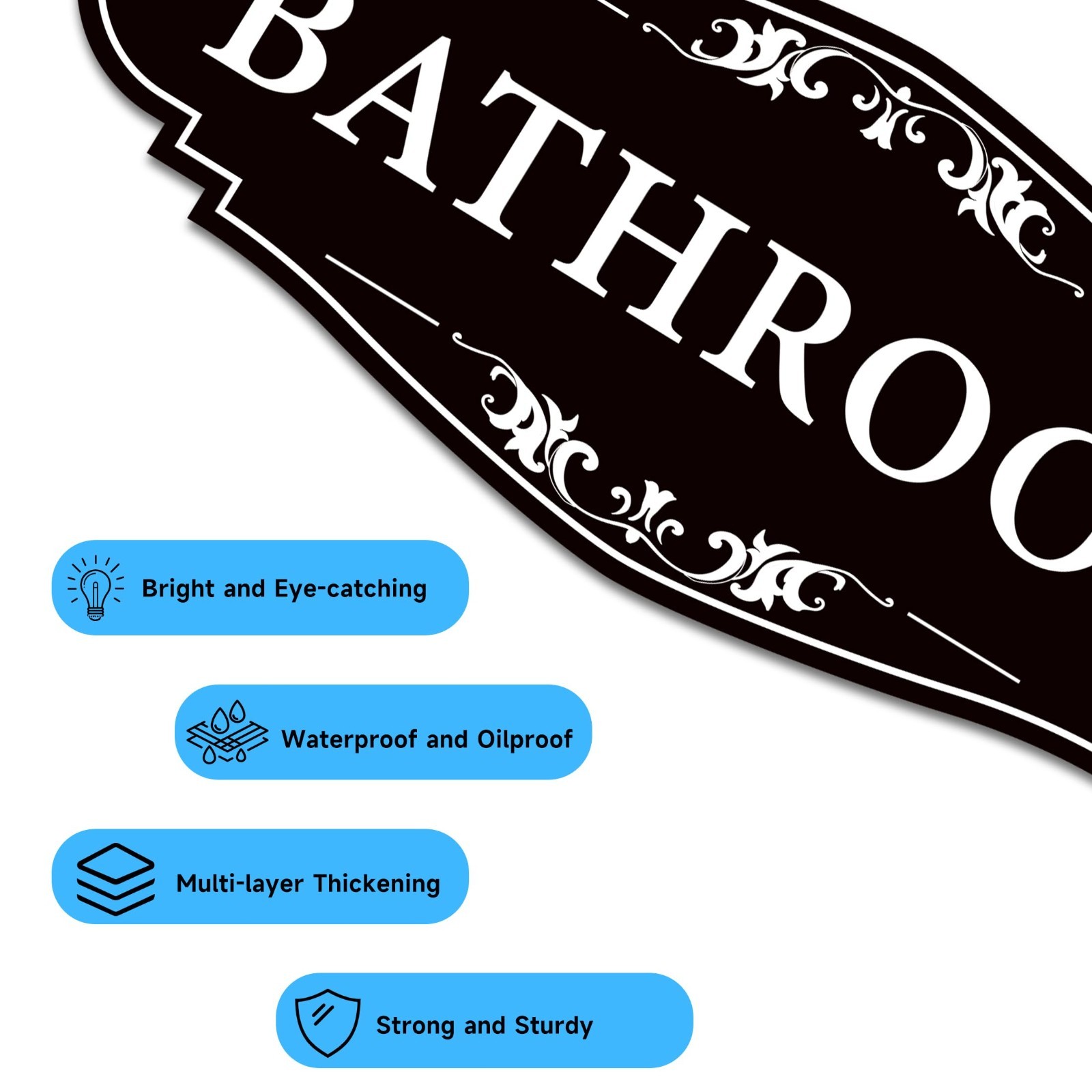 Cute Bathroom Door Sign, Waterproof Vinyl Sticker, Office Home Decor, Black