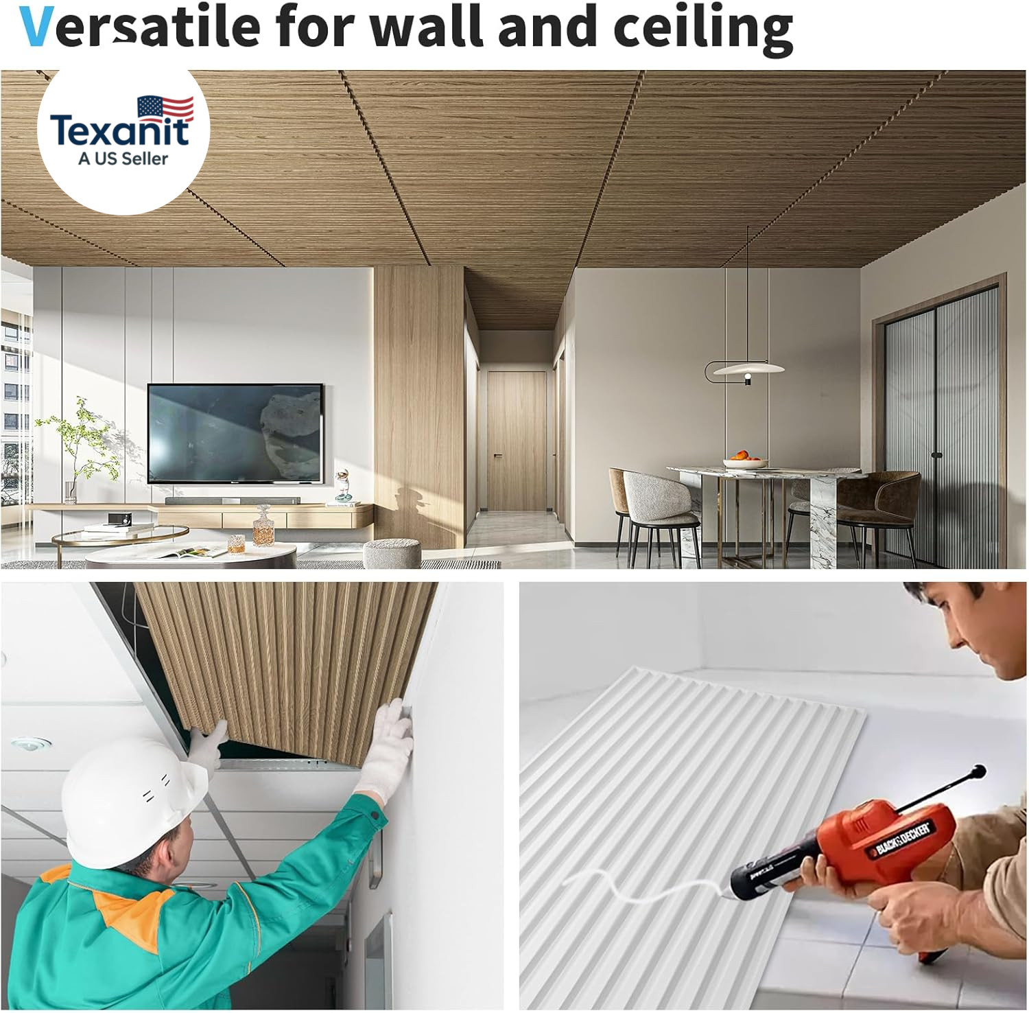 6-Pack Slat Design 3D Wall Panels for Interior Wall Decor, 2X4 FT PVC Decorative