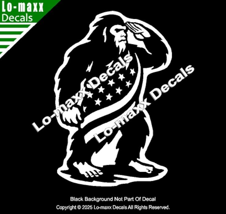 Patriotic Bigfoot Decal American Freedom Flag Sasquatch Sticker USA Vinyl Art