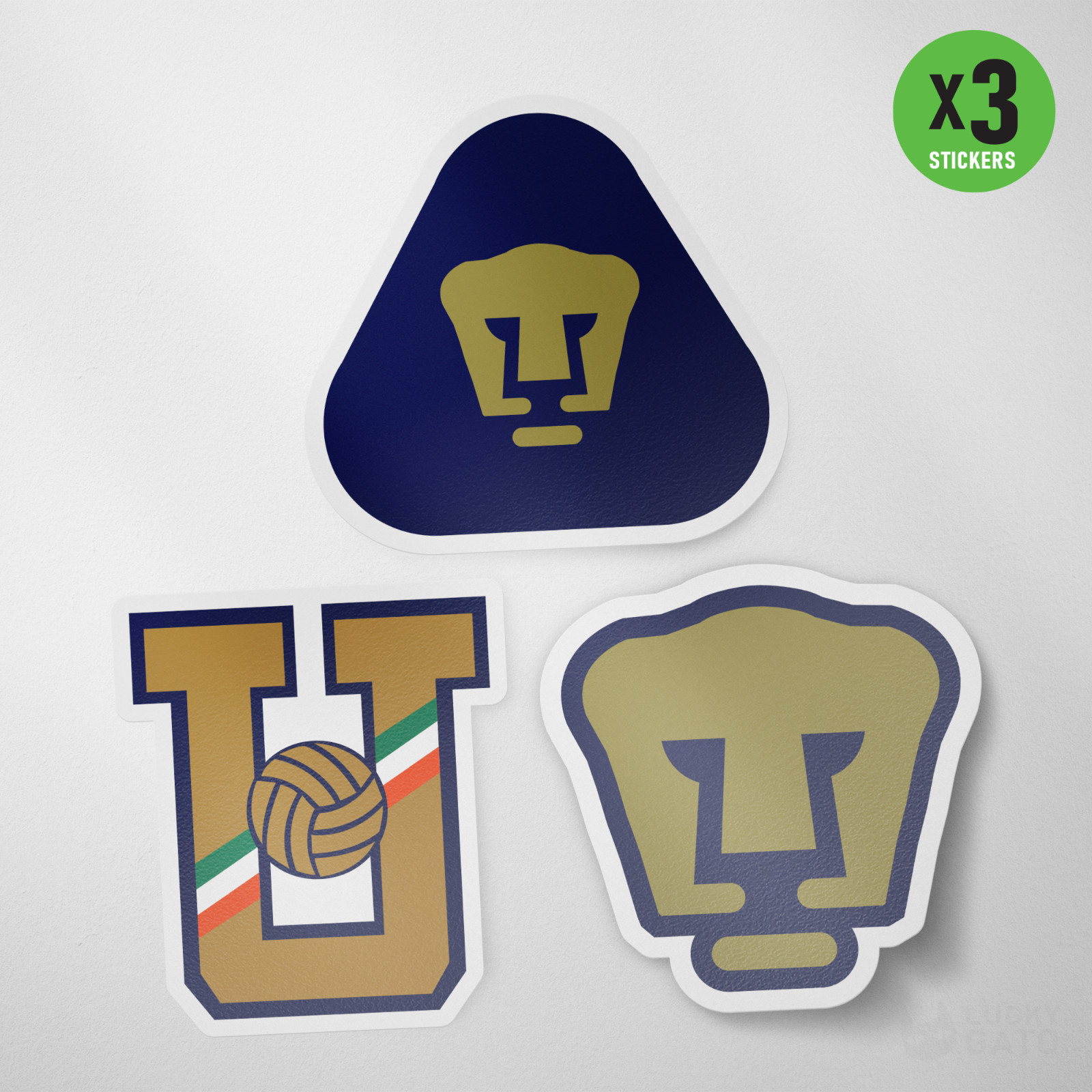 (3 Pack) Pumas UNAM Mexico Vinyl Stickers Decal Calcomania Aguilas Soccer