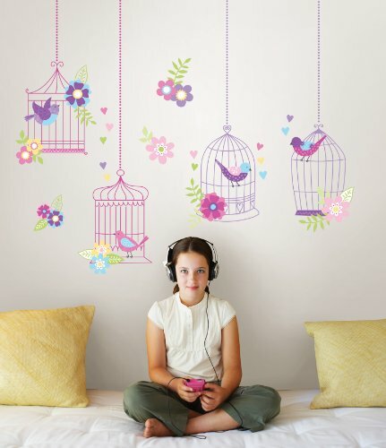 Chirping the Day Away Bird Cages Wall Pops Peel & Stick Appliques WPK0625