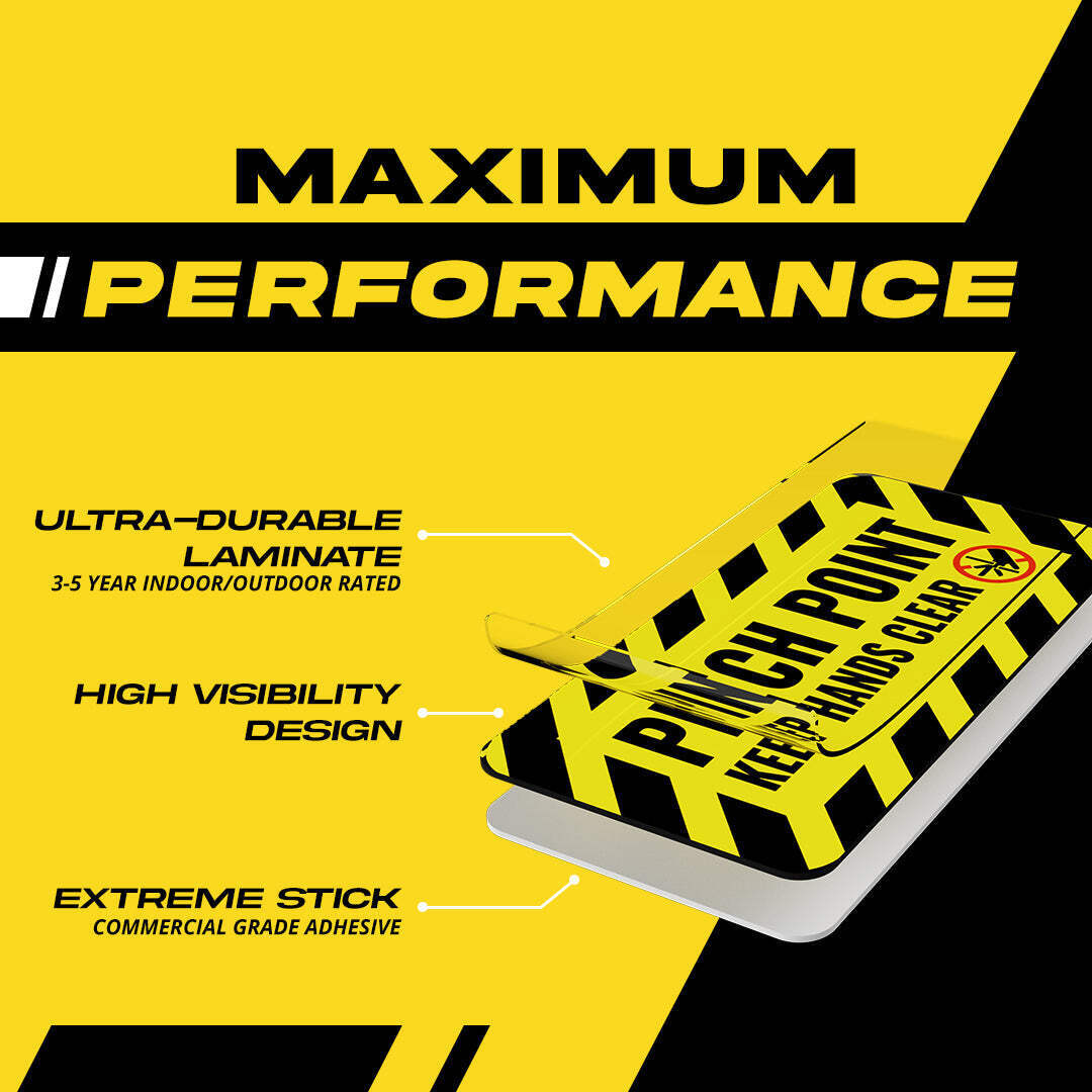 Pinch Point Warning Label – 2" x 1" (Small, 4-Pack)