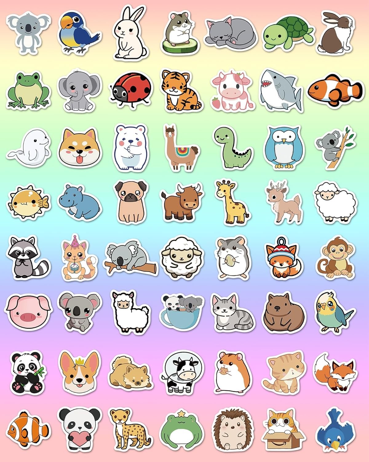 100 Pcs Animal Stickers for Kids, Cute Water Bottle Stickers for Kids Waterproof