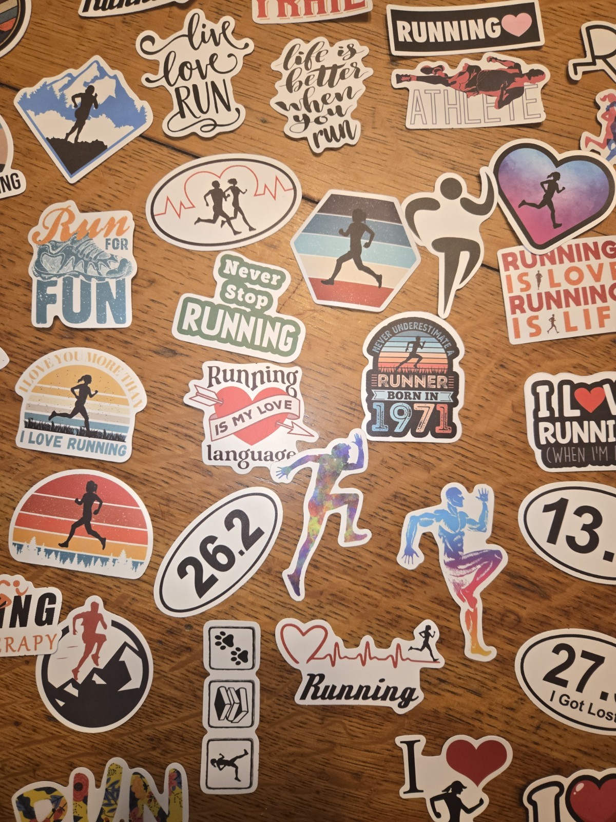 Assorted Running Stickers For Waterbottles: 52 Piece