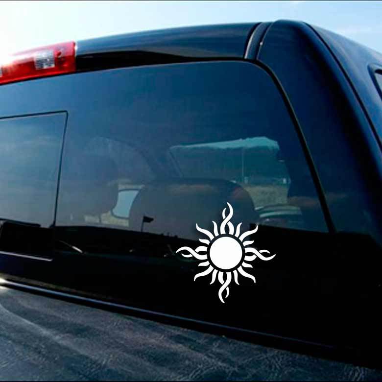 Tribal Sun Decal Car Truck Window Fire Flame Godsmack Energy Island Sticker USA