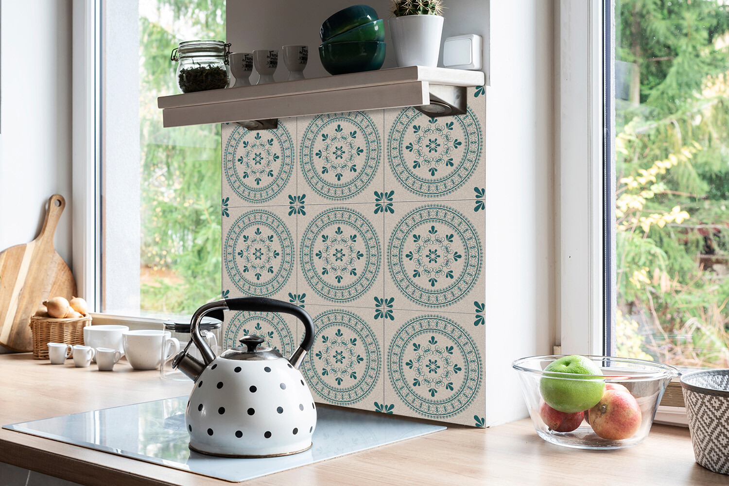 Kitchen Tile Stickers Splashback Backsplash Floor Peel and Stick Oriental motif