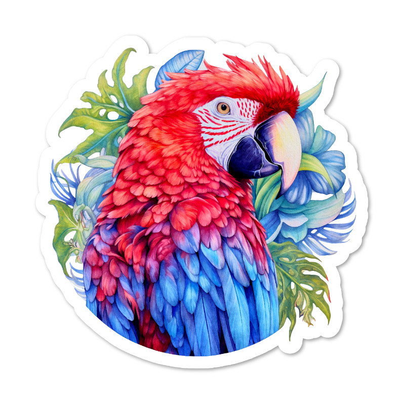 Parrot Bird Vinyl Sticker, Water Resistant, Scrapbooking, Laptop, Water Bottle