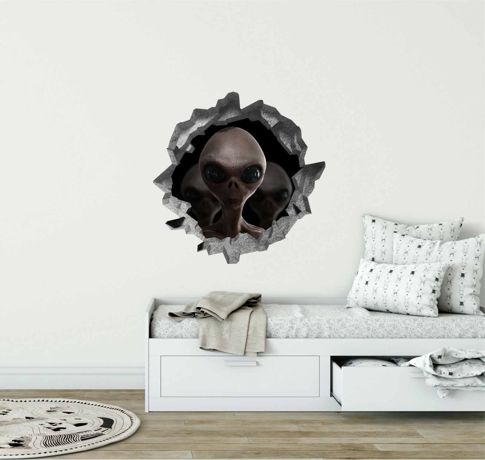 Hole in the Wall ALIEN ARRIVAL #2 3D Wall Decal Space Vinyl Wall Sticker Graphic