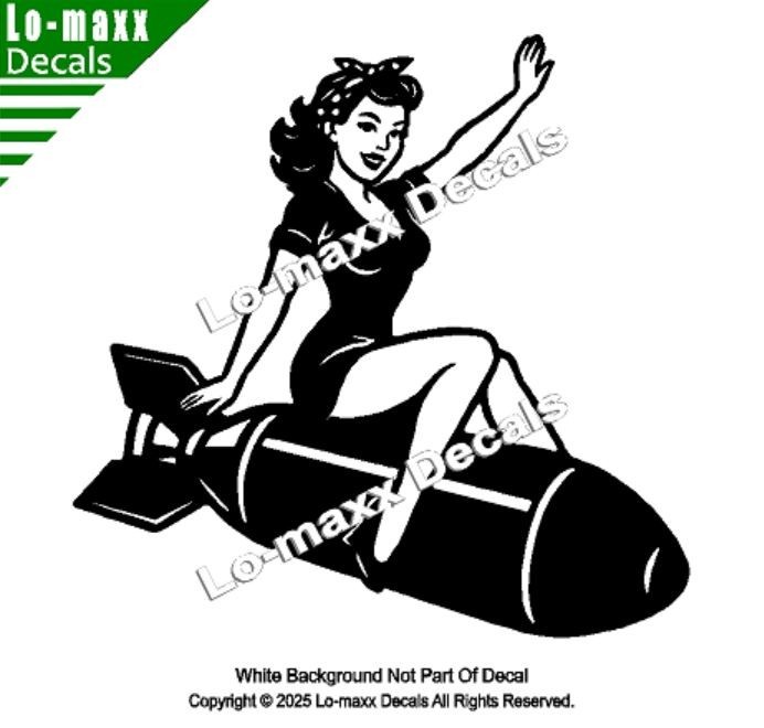 WW II Hot Sexy Girl Bomb Nose Art Decal Die Cut Vinyl Sticker Multi Size/Color