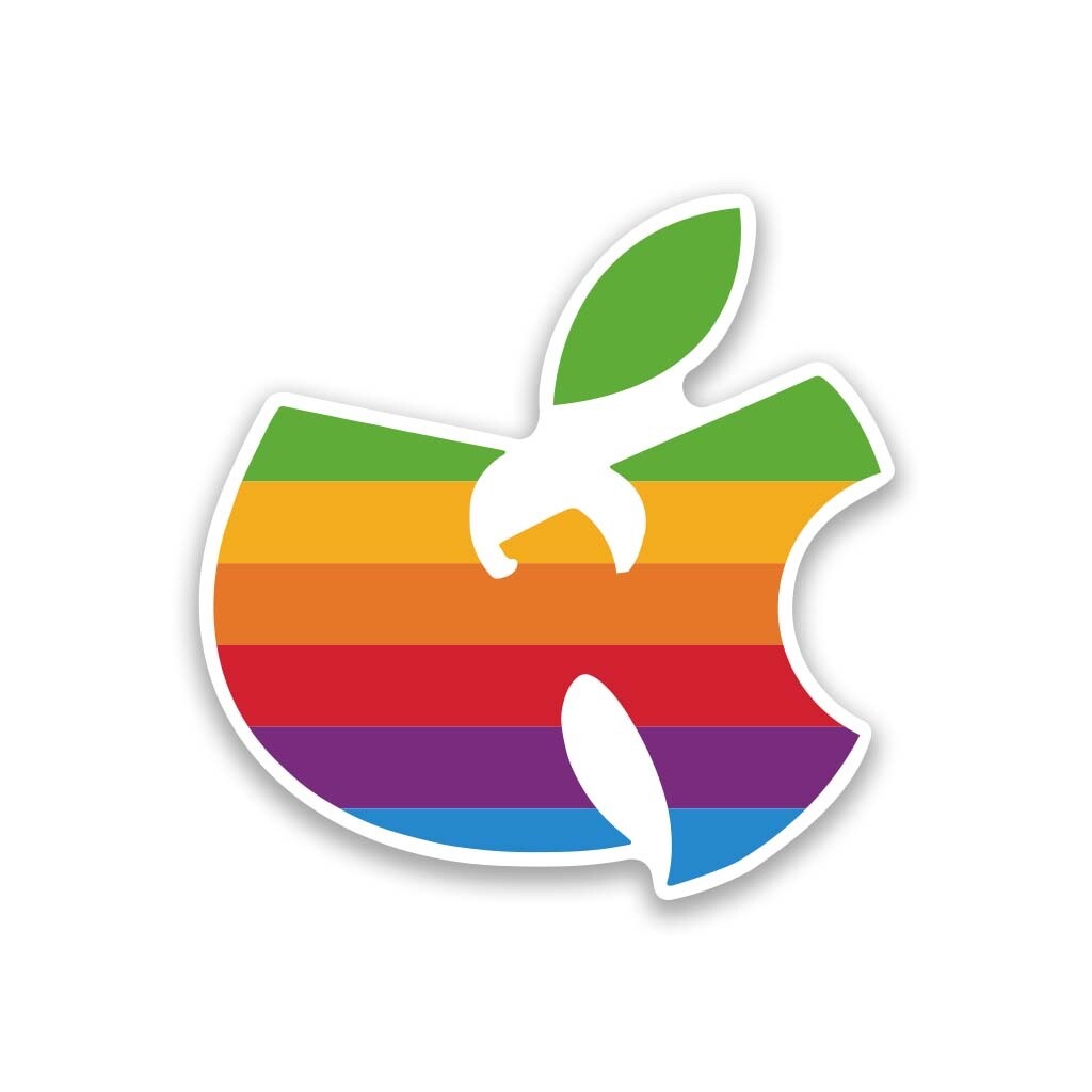 Wu-Tang Apple Sticker, Includes 2 Stickers, 3.5" Wide, Decal, Vinyl, Rainbow