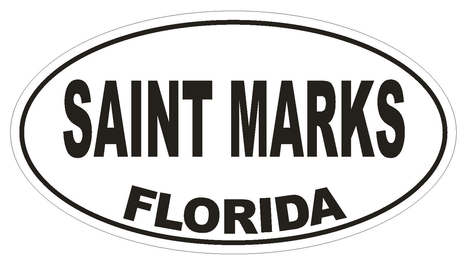 Saint Marks Florida Oval Bumper Sticker or Helmet Sticker D2619 Oval Decal