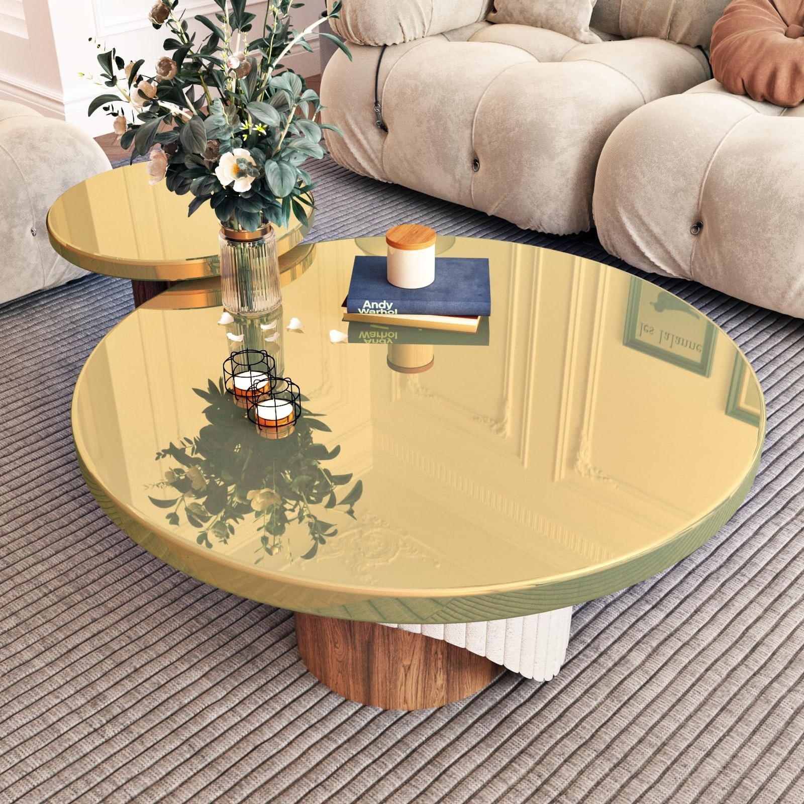 Wallercity Flexible Gold Mirror Sticker Peel and Stick Mirror Wallpaper Self …