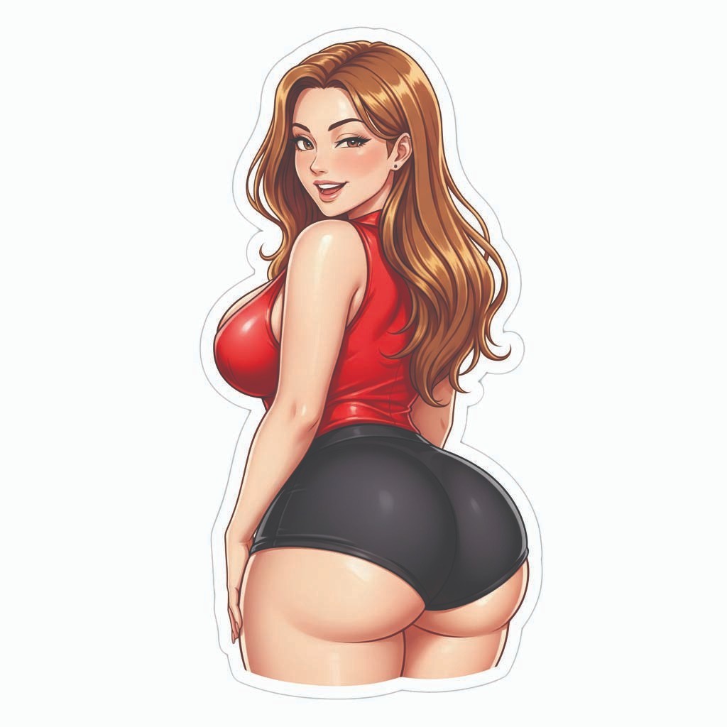 Pinup girl Anime sticker vinyl decal corset busty cheeky sexy seductive EEE