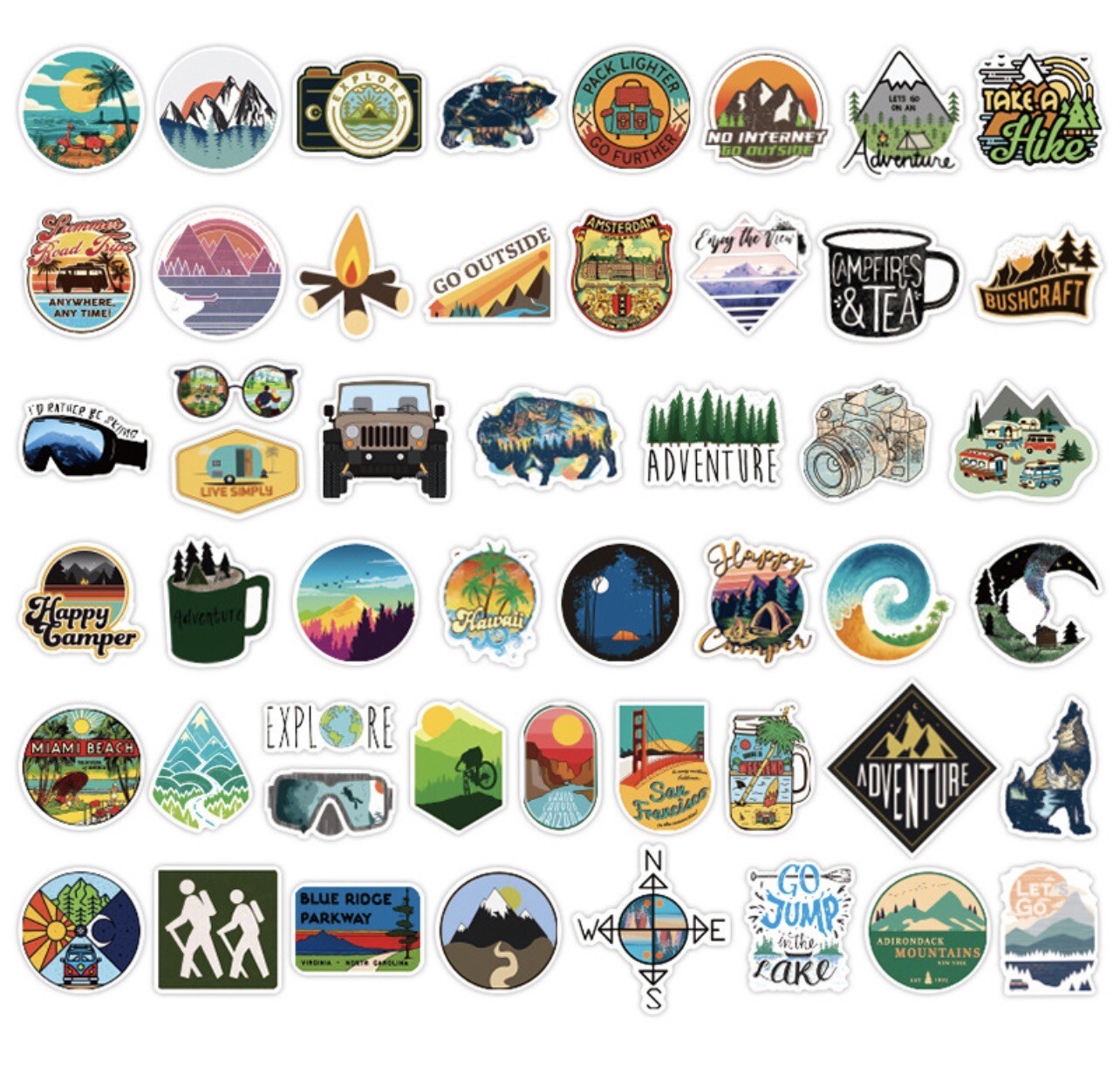 10 Random Outdoor Hiking Camping Nature Stickers Decal Laptop Yeti Free Shipping