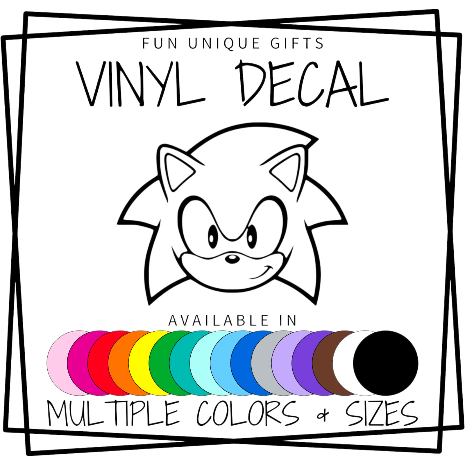 Sonic Face Vinyl Decal Sticker -Multiple Colors & Sizes- SHIPS FREE!
