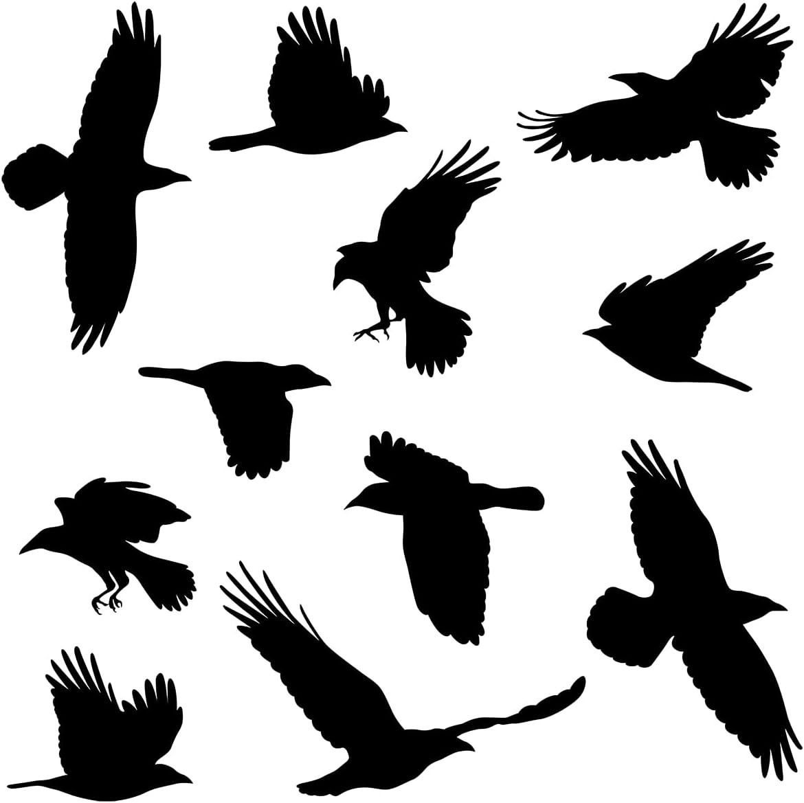 Removable Large Crow Wall Decals Black Raven Wall Stickers Peel & Stick Individu