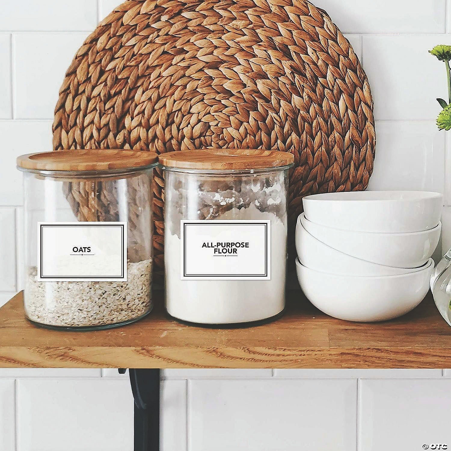 White Pantry Labels – Peel and Stick Decals for Kitchen Storage Jars-48 Stickers