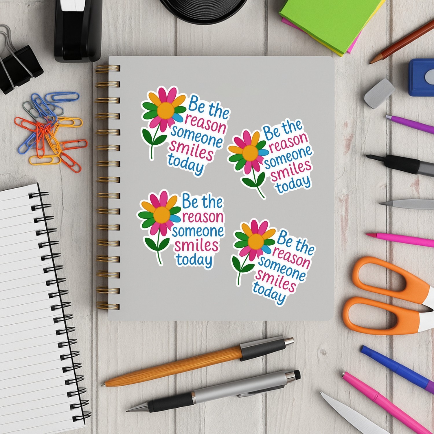 4Pcs Be the Reason Someone Smiles Today Stickers – Cute Inspirational Decals