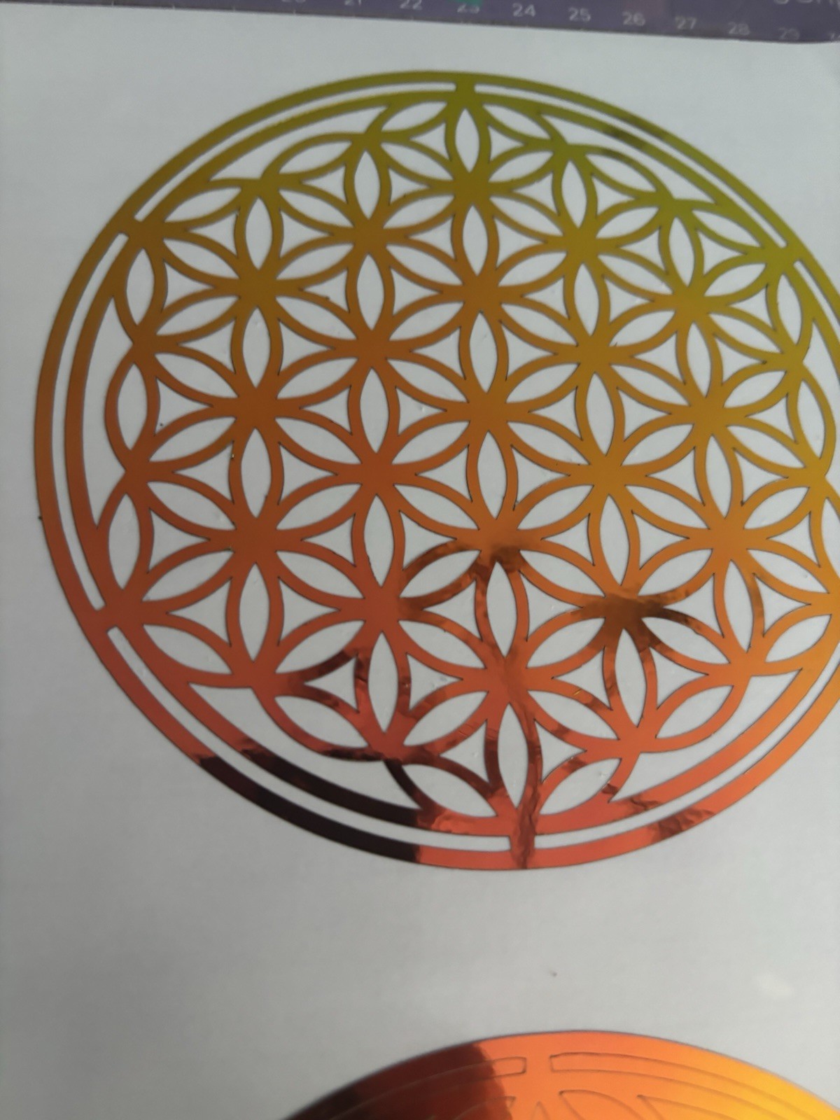 Flower of Life Vinyl Decal 5”X5” Holographic Red–Copper Sacred Geometry