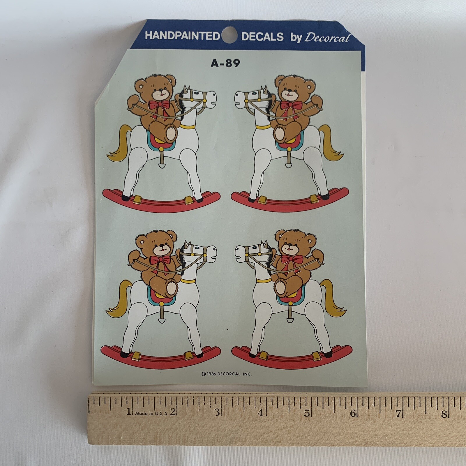 Vintage Hand Painted Decals Decoral Childrens Teddy Bears Panda Farm Animals LOT