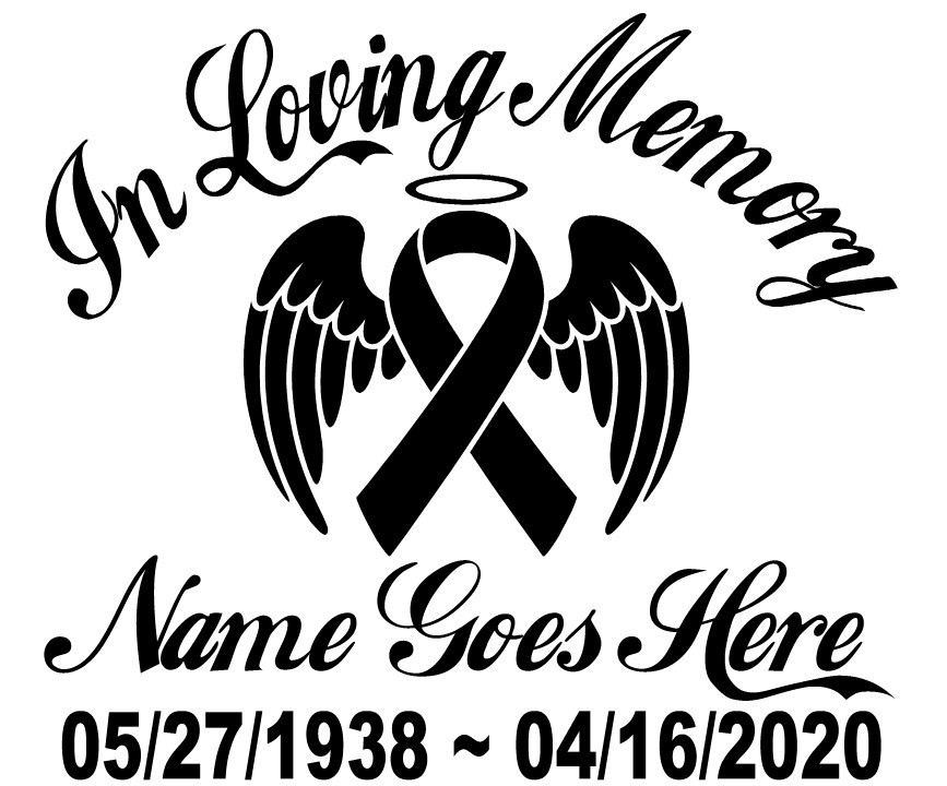 In Loving Memory | Angel Wings Ribbon Memorial Decal Vinyl Sticker Car/Truck