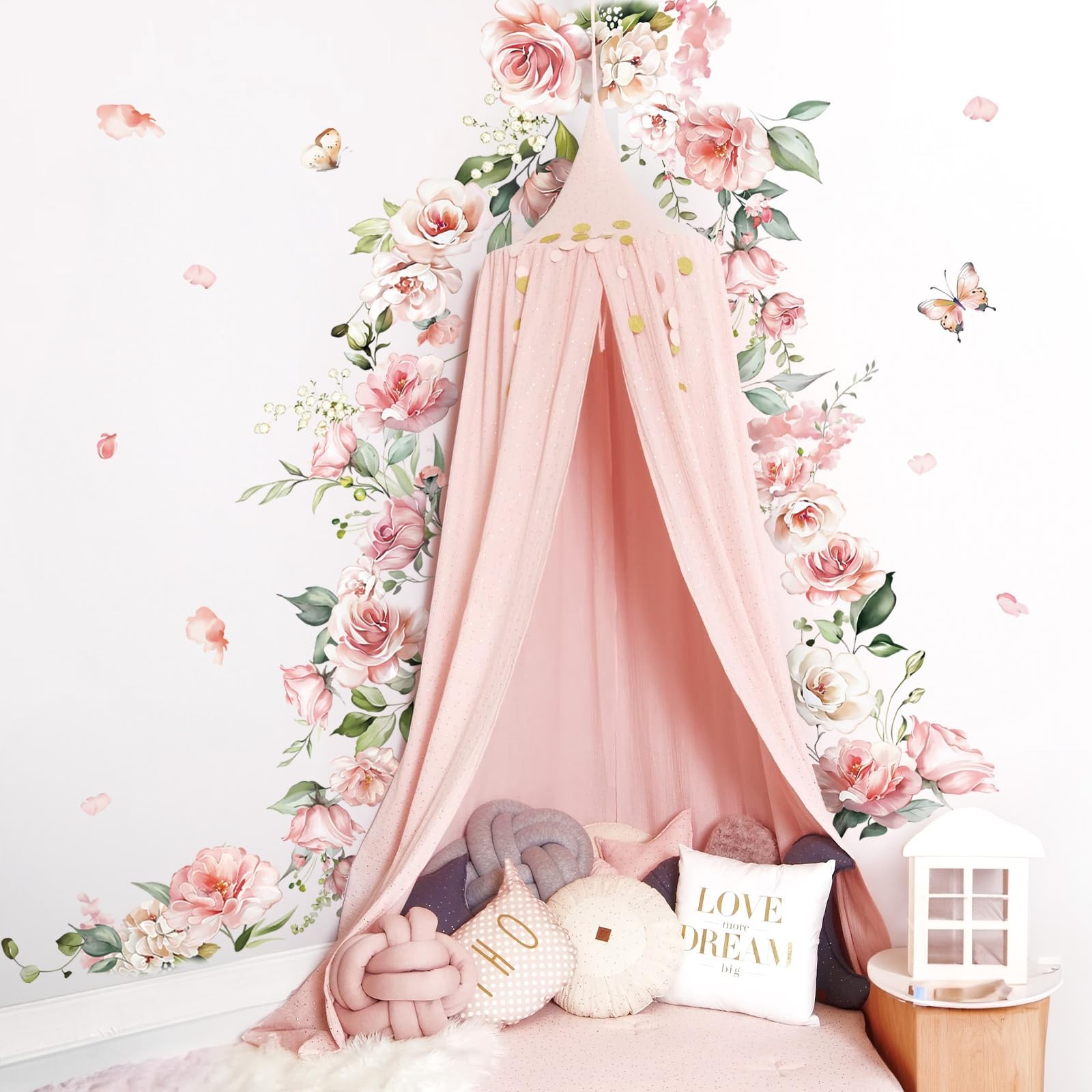 Large Pink Flower Wall Decals Hanging Vine Floral Wall Stickers Baby Nursery …