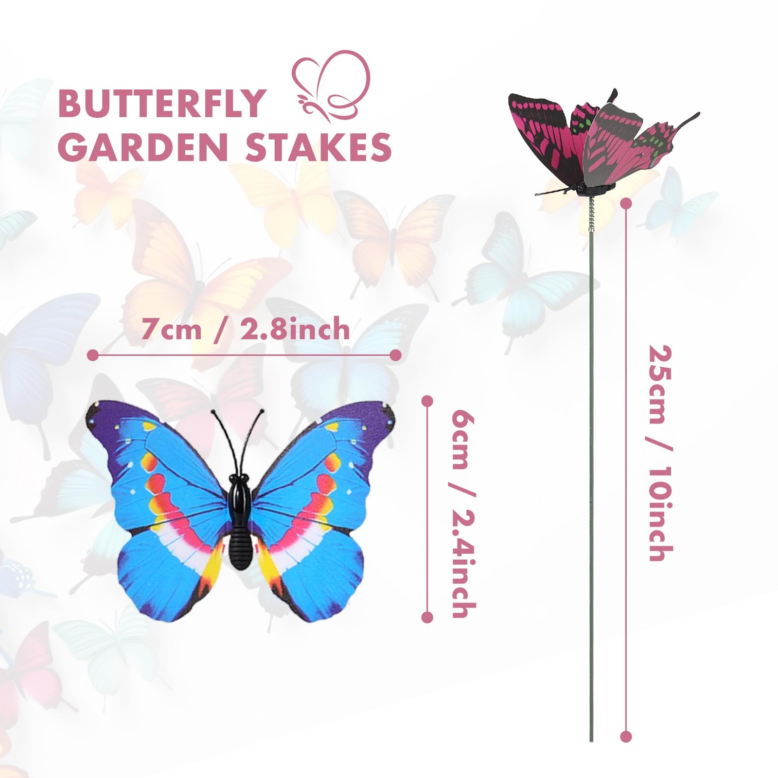 CAMATET 80 Pcs Decorative Butterfly Garden 80pcs-2.8"（Width）, 80- Multi Color