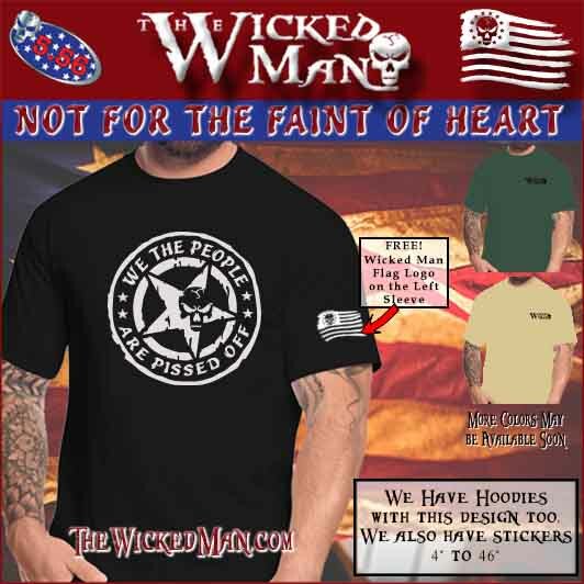 The Wicked Man – We The People Are Pissed Off Star Skull Circle Sticker Decal