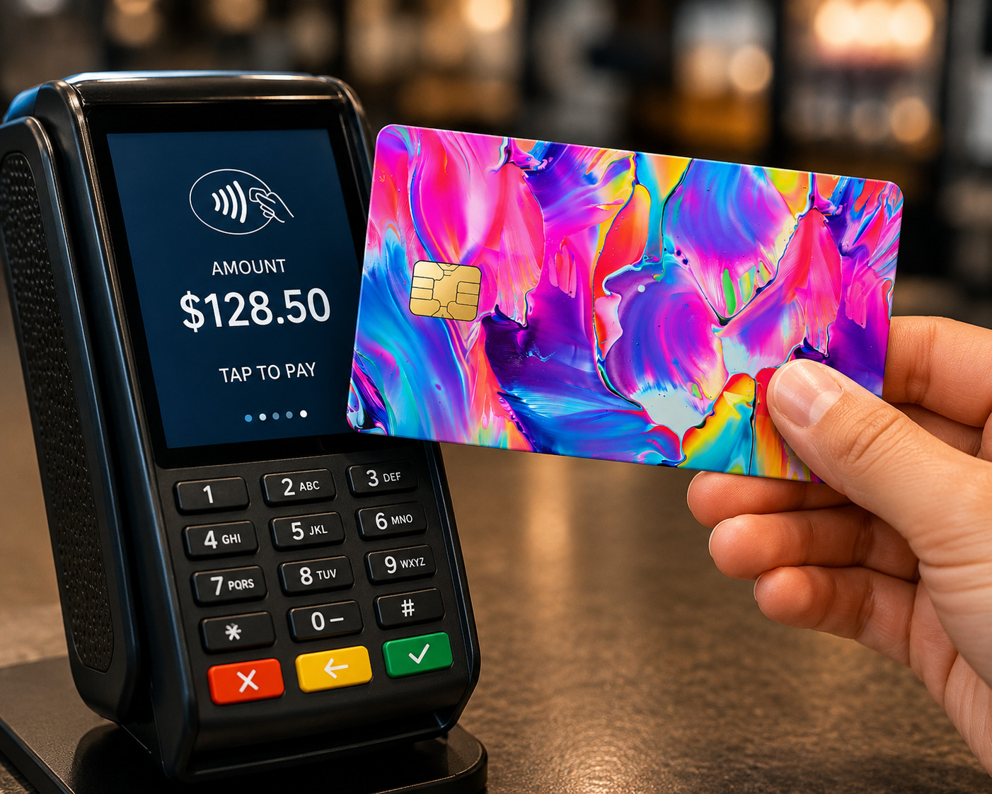 Pink Blue Purple Abstract Fluid Art Debit Card Credit Card Skin Vinyl Sticker