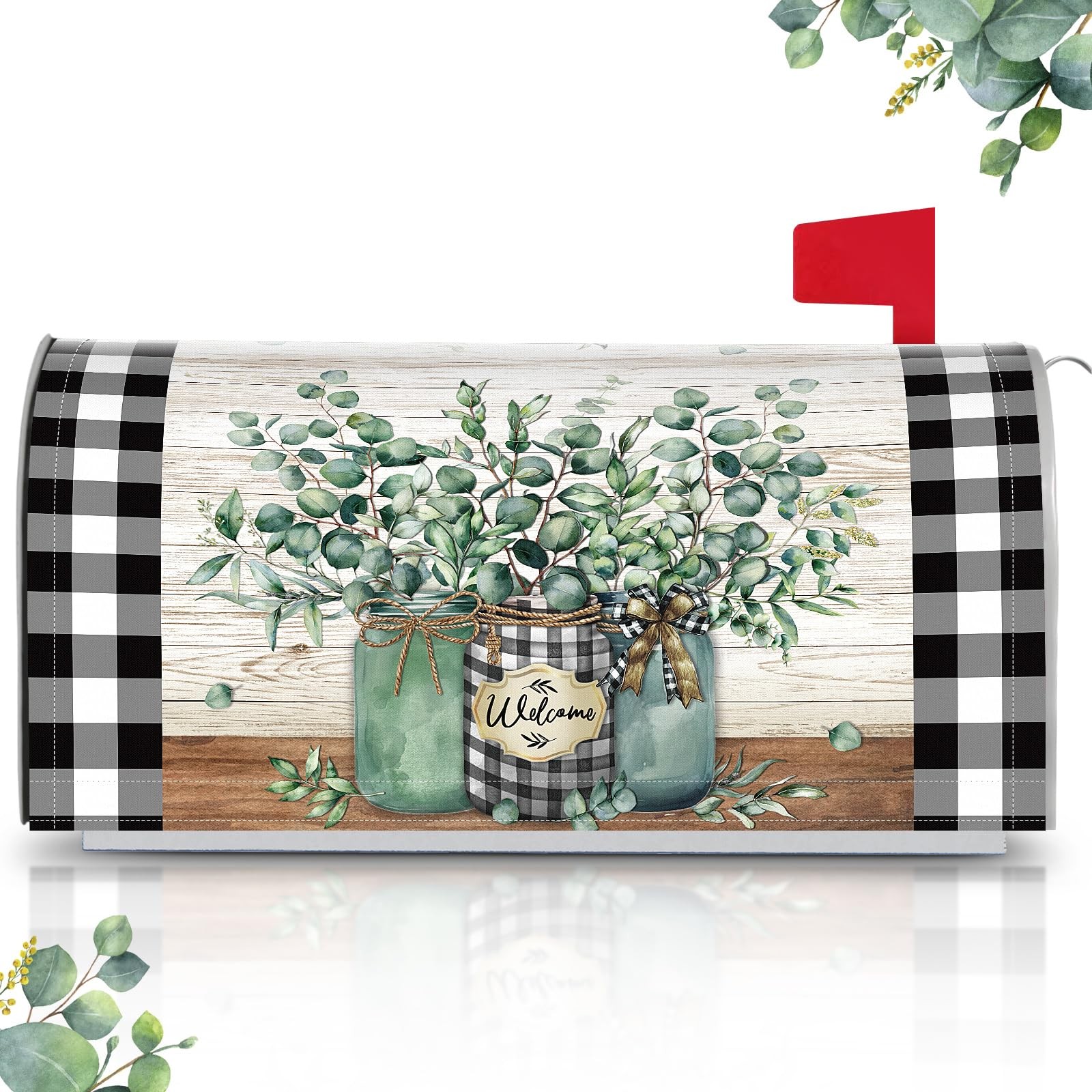 Tiamon Summer Eucalyptus Jar Mailbox Covers Magnetic As Shown in the Figure