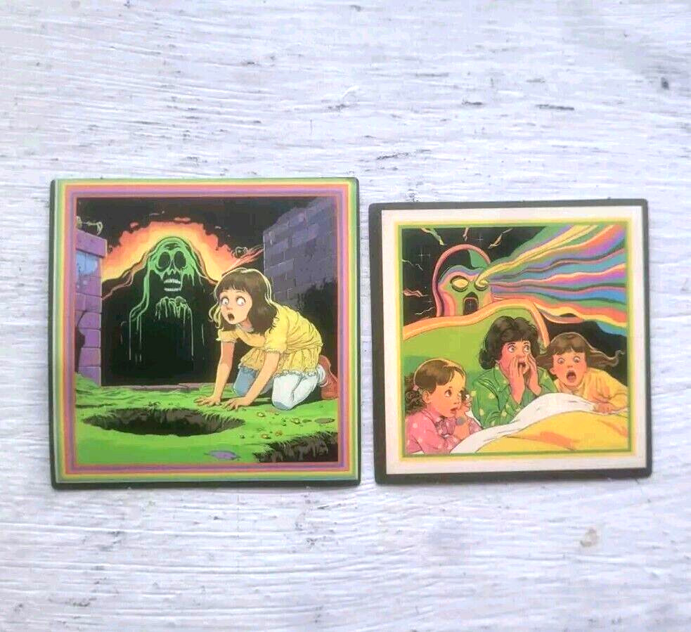 Haunted Active Spirit Negative Creepy Monster And Kids Sticker Lot Of 2 Pcs