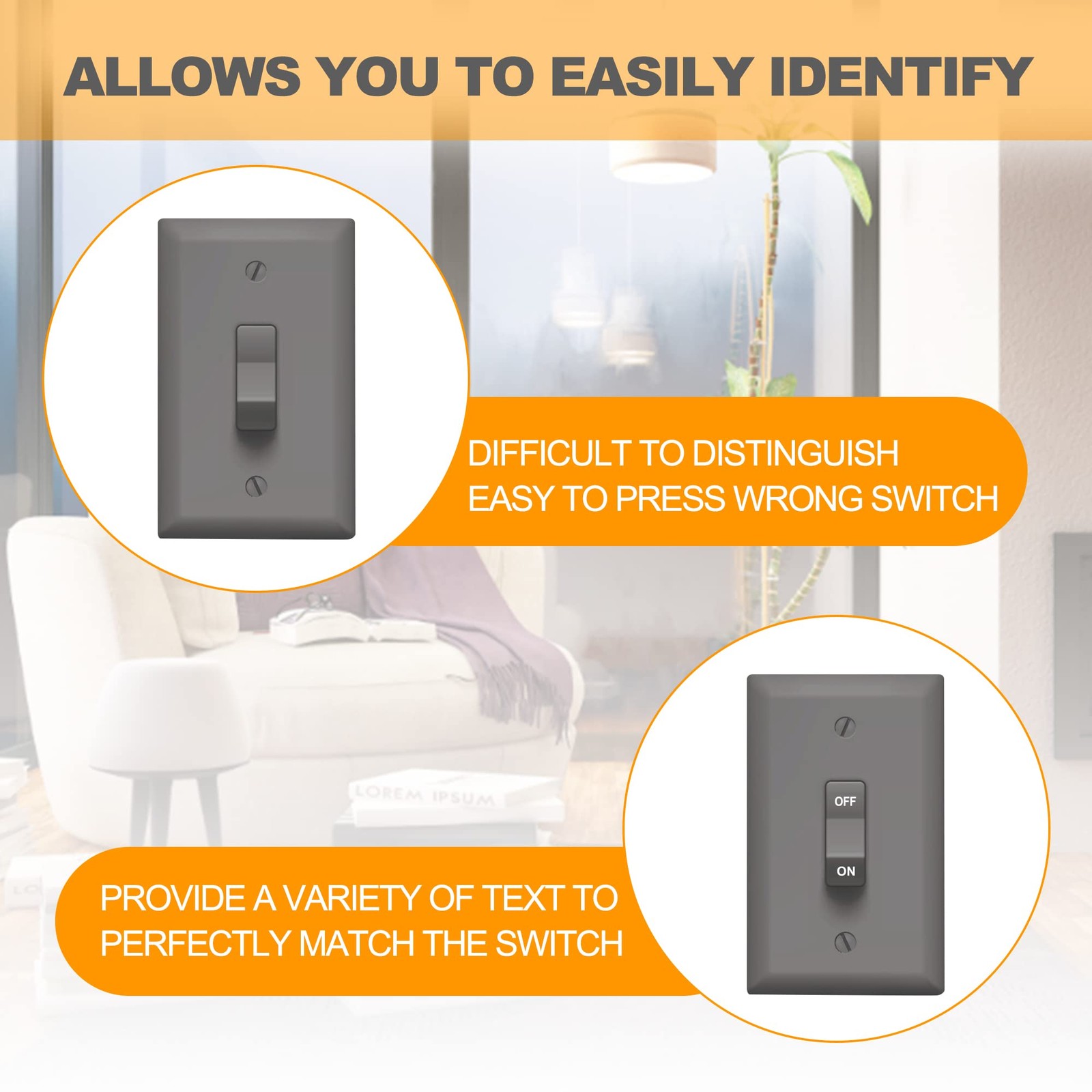 TOMALL 200Pcs Light Switch Labels Icon Stickers Household Transparent Light F…