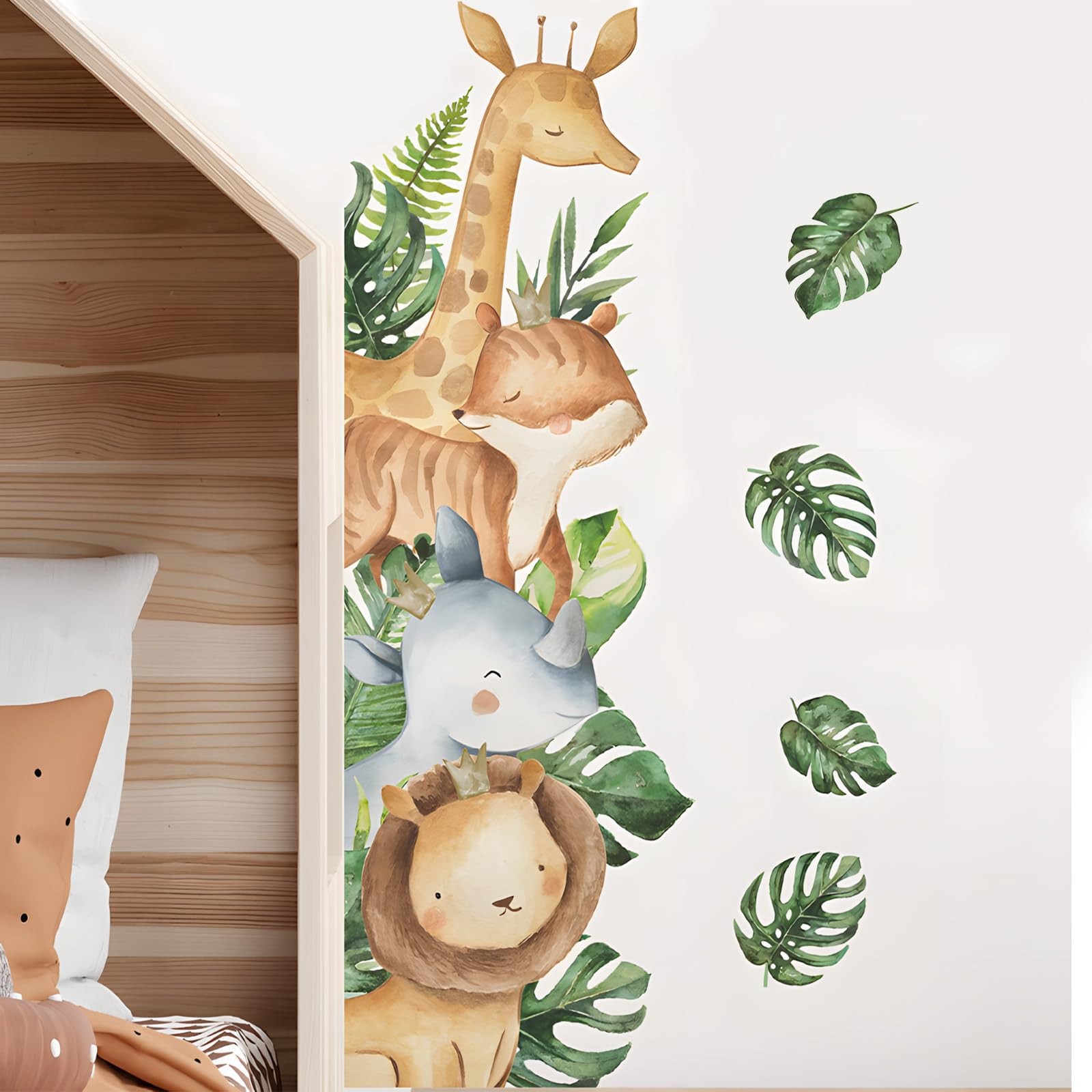 Safari Animals Wall Stickers Removable Peel and Stick Giraffe Elephant,Jungle…