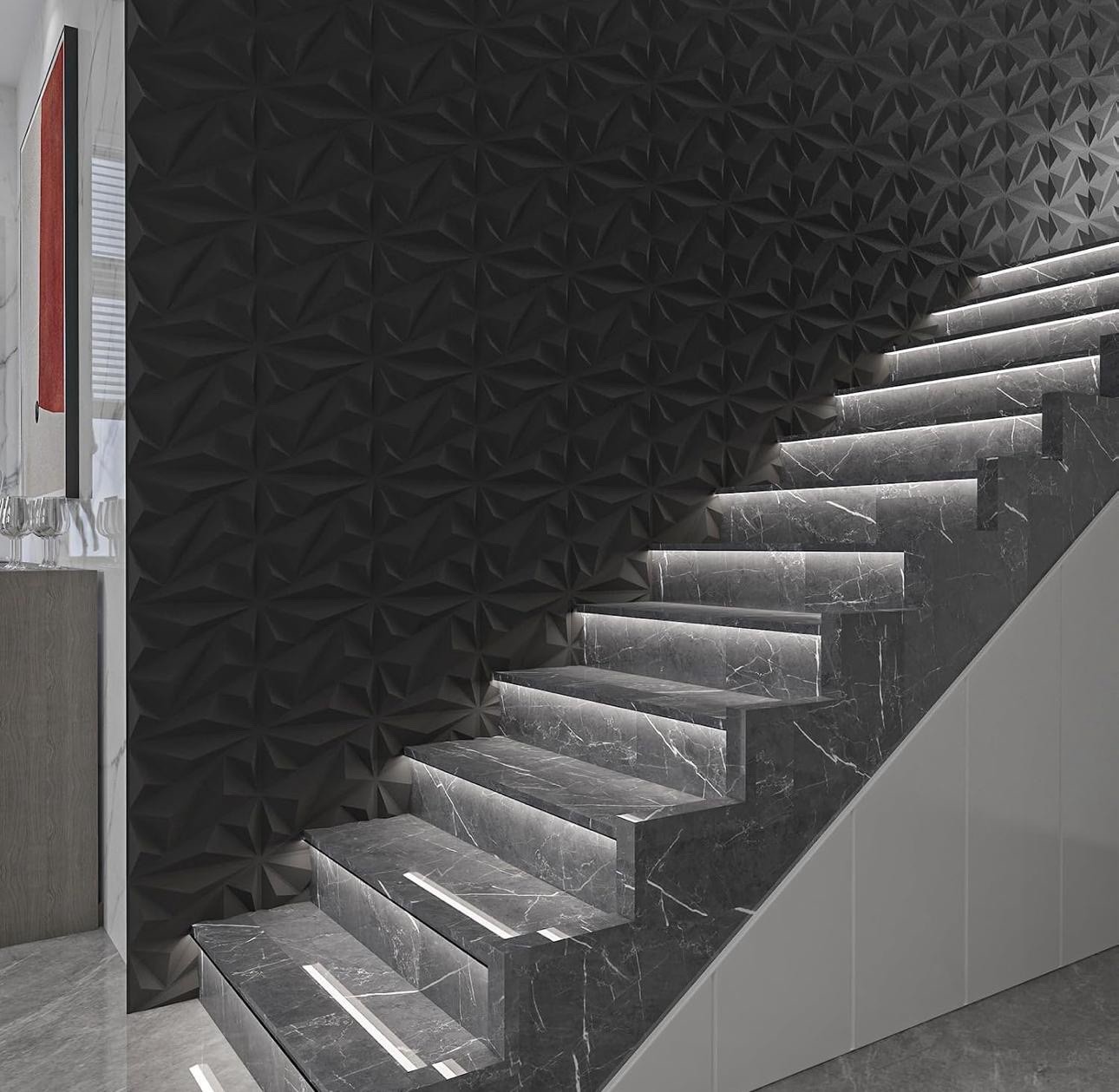33 Pack 3D Wall Panels Diamond, Black, 12"x12" PVC Accent Wall Panels for Inte