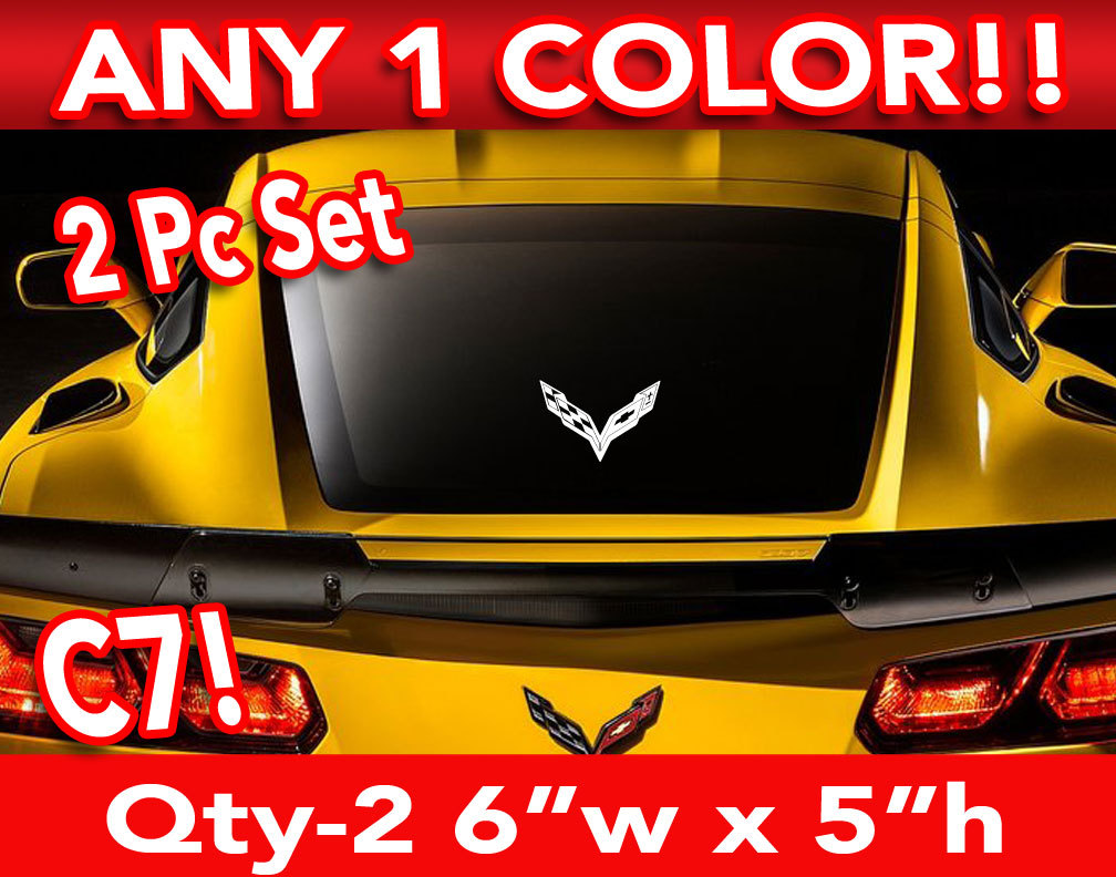 Qty-2 CORVETTE STINGRAY C7 CAR OR WALL DECAL STICKER 6"w x 5"h ANY 1 Color