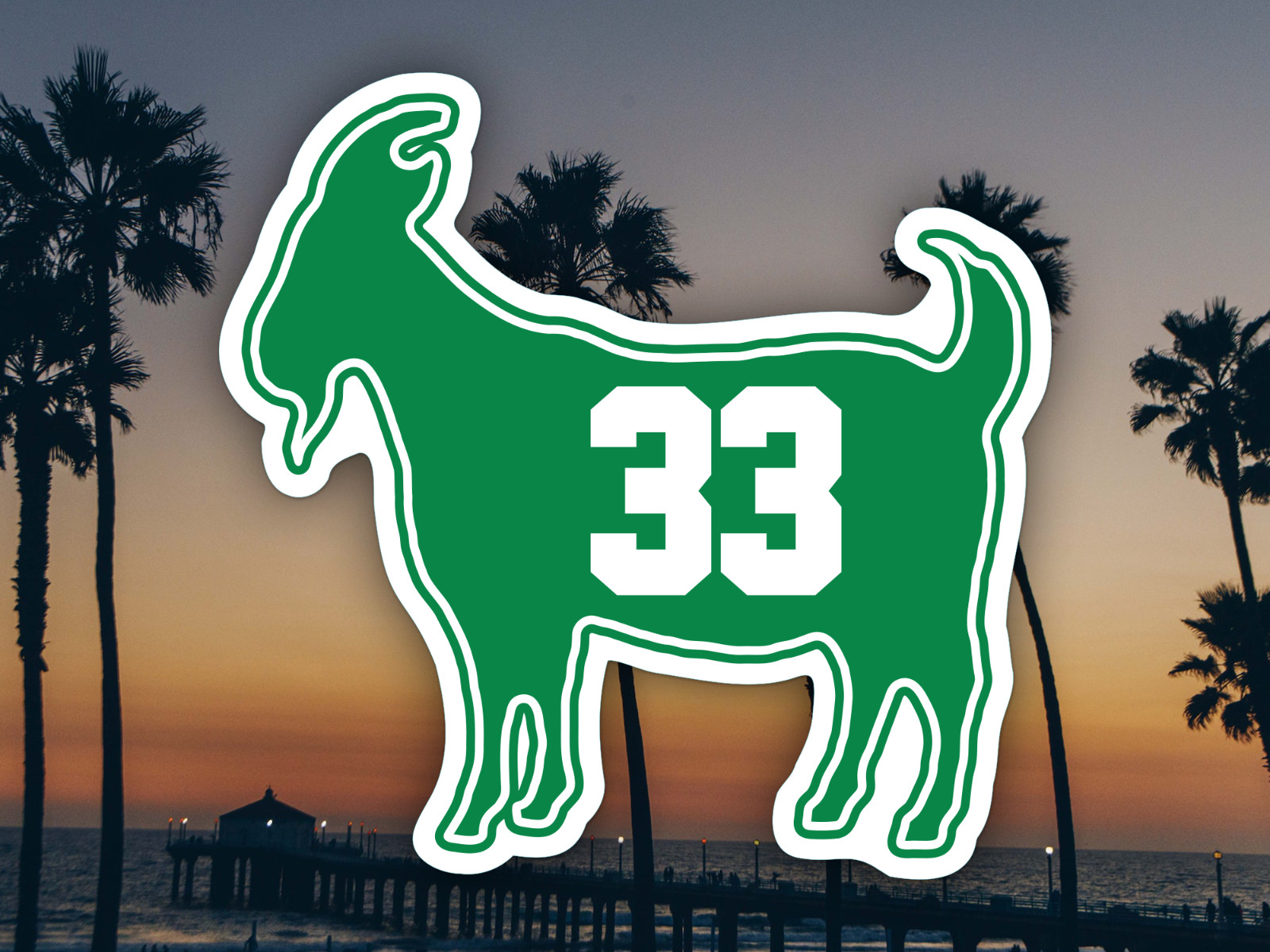 Larry Bird Green Goat 33 Waterproof Vinyl Sticker Decal Art