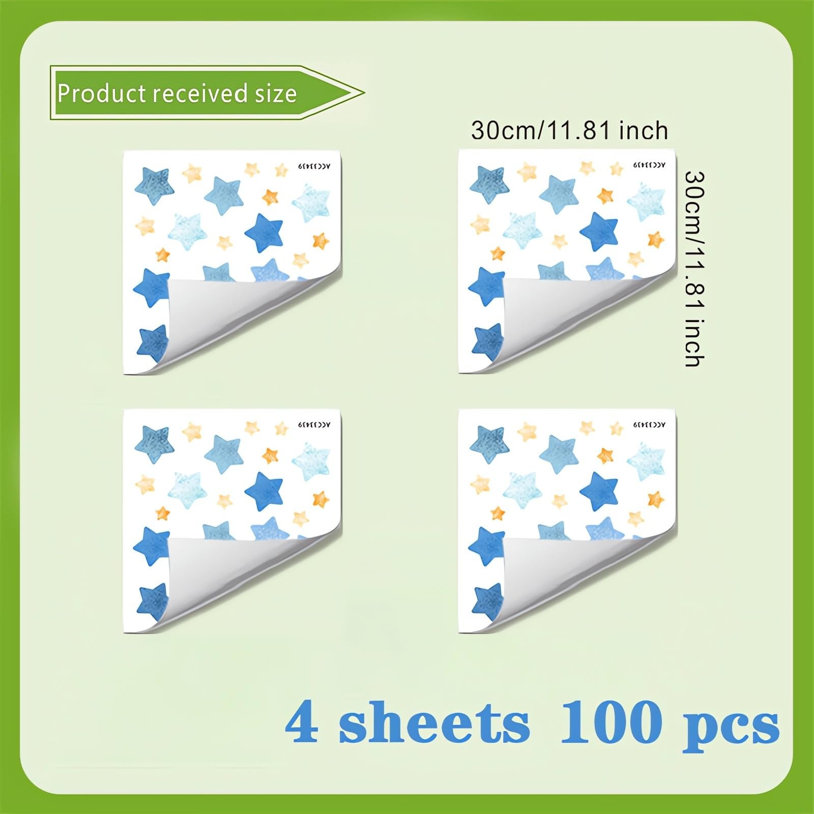 4 Sheets 100 Pcs Blue Yellow Stars Wall Stickers DIY Wall Decals